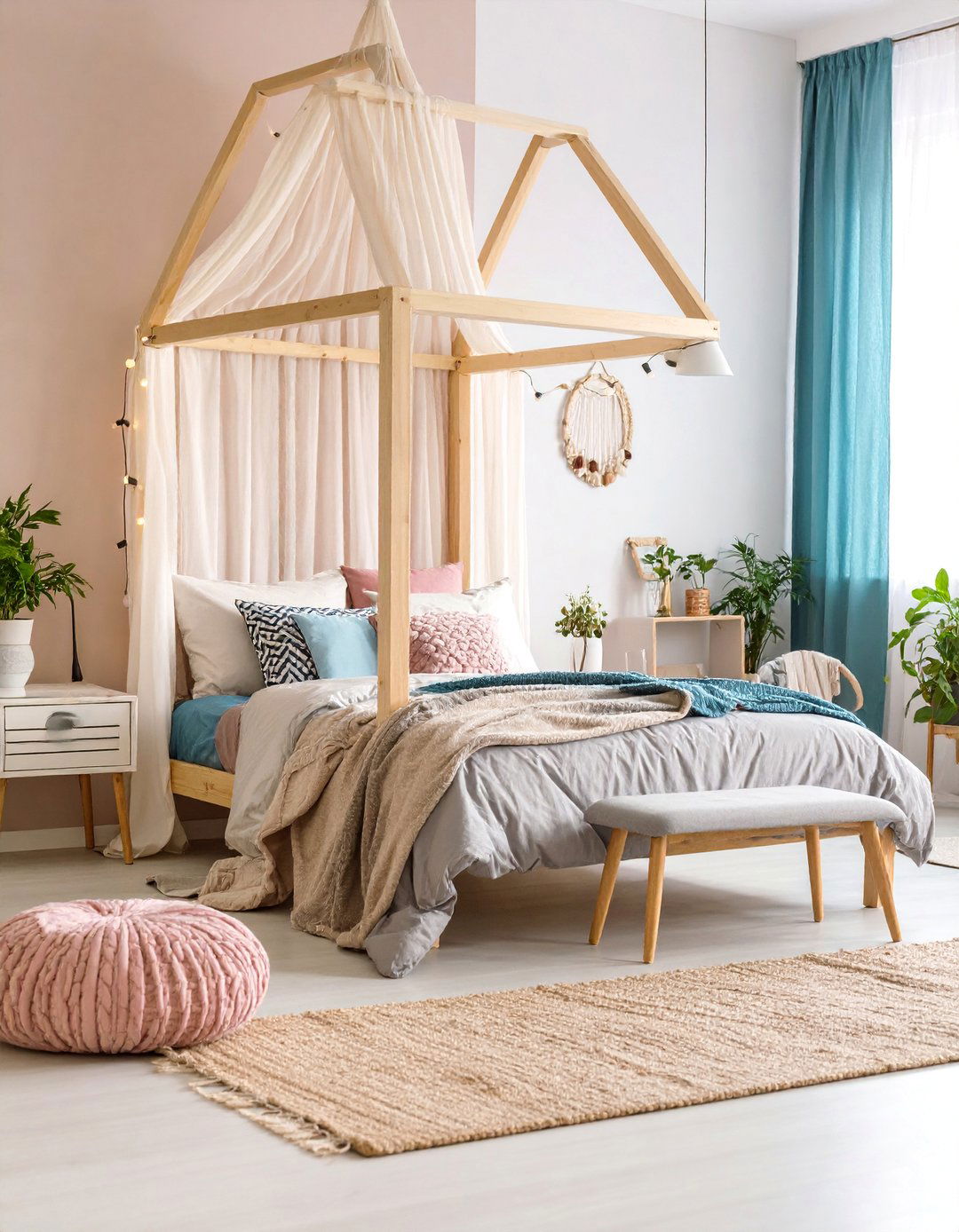Pastel Teen Bedroom with Canopy Bed - 25 1990s Interior Design Ideas