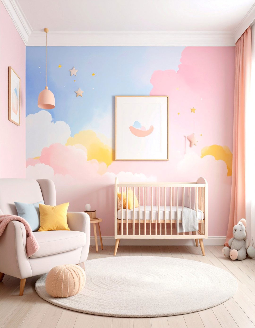 Pastel Watercolor Abstract Wall - 25 Nursery Wall Decor Ideas