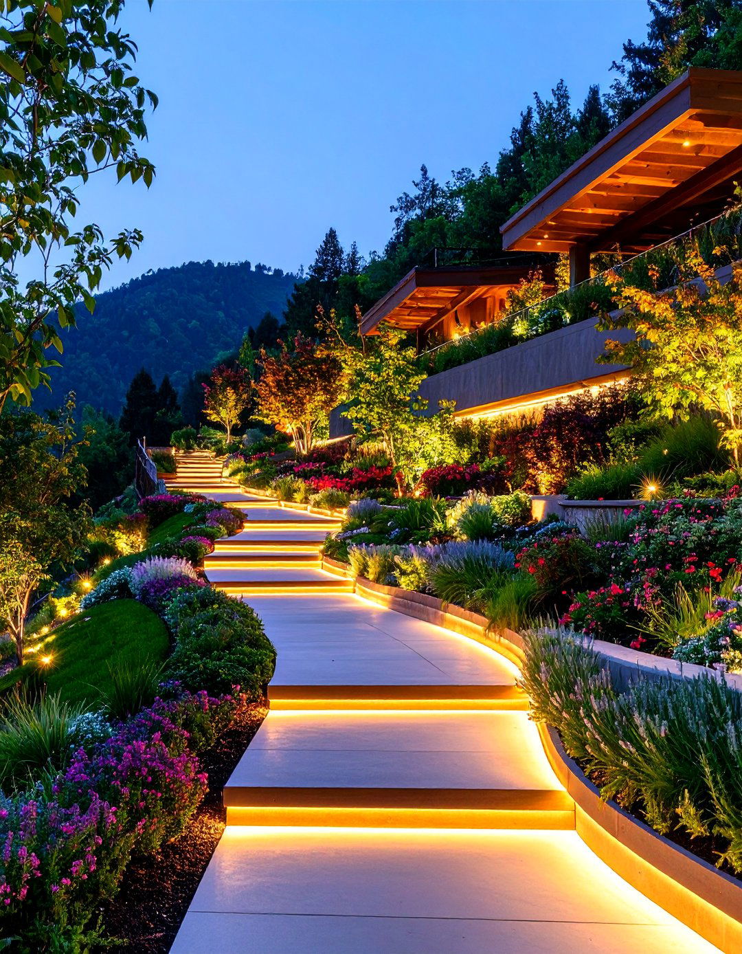 Pathway Lighting Hillside Garden - 25 Hillside Terraced Garden Ideas
