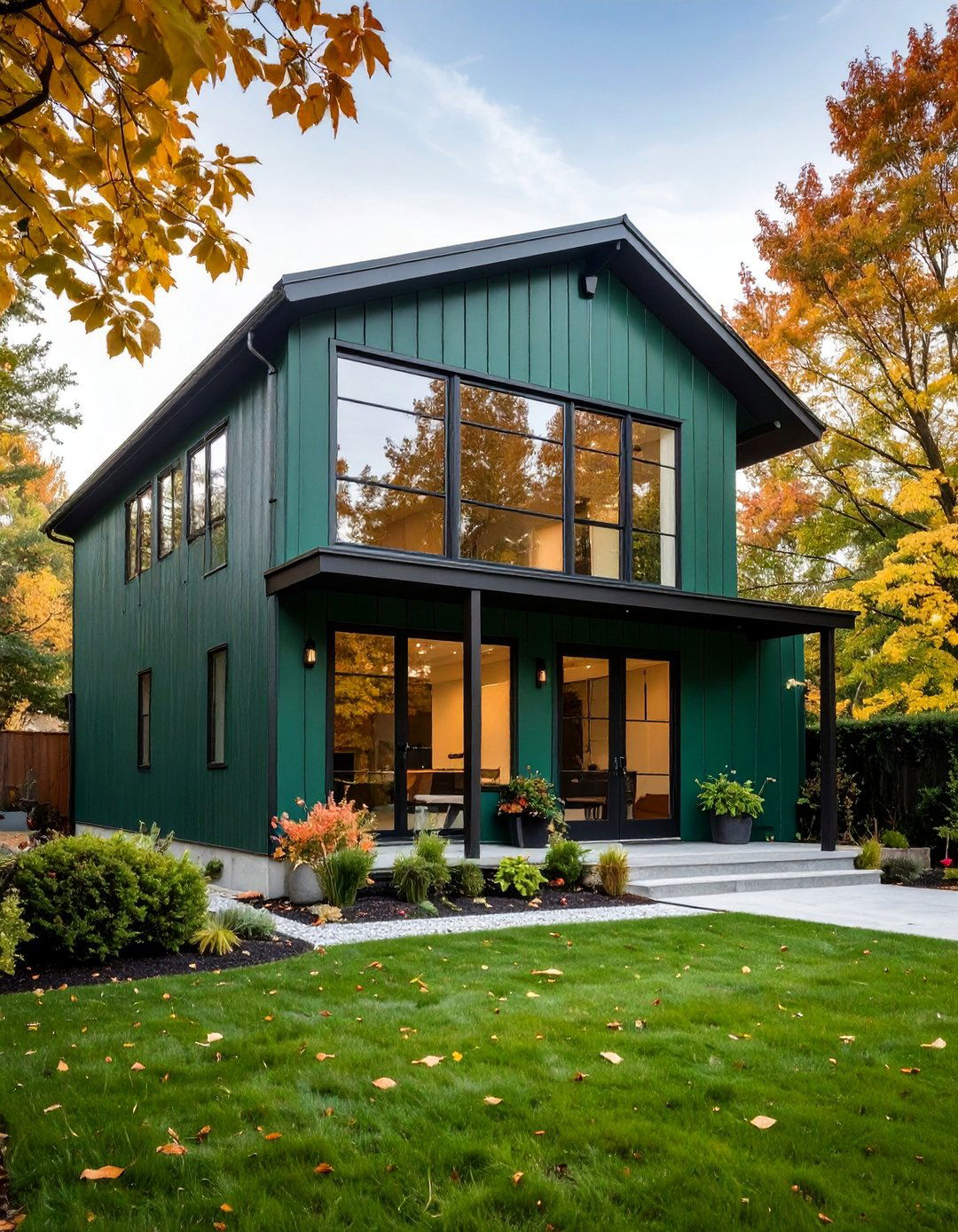 Patina Green Industrial with Weathering Steel - 25 Dark Green Exterior Paint Color Schemes