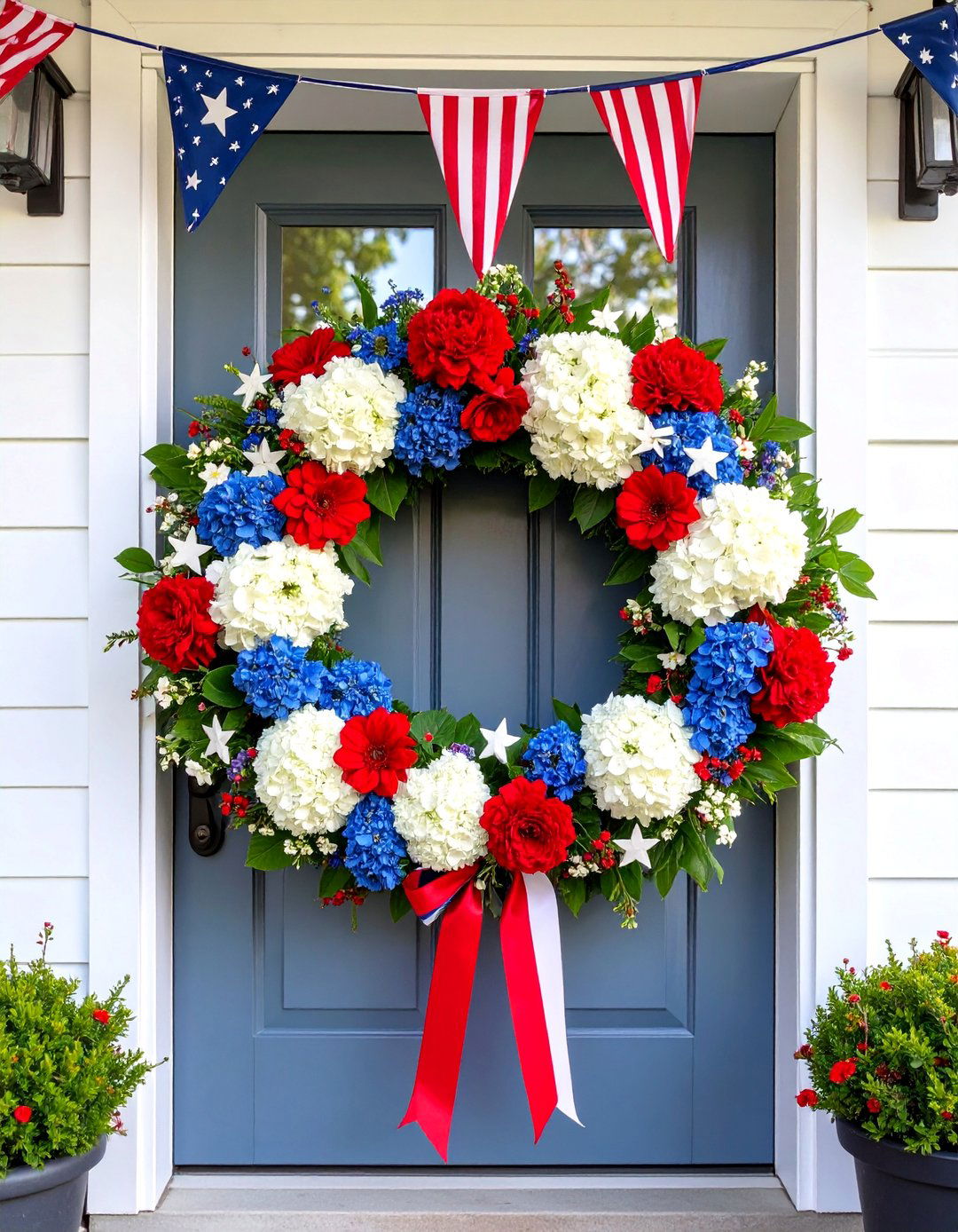 Patriotic Red White and Blue Celebration - 25 Summer Front Door Decor Ideas