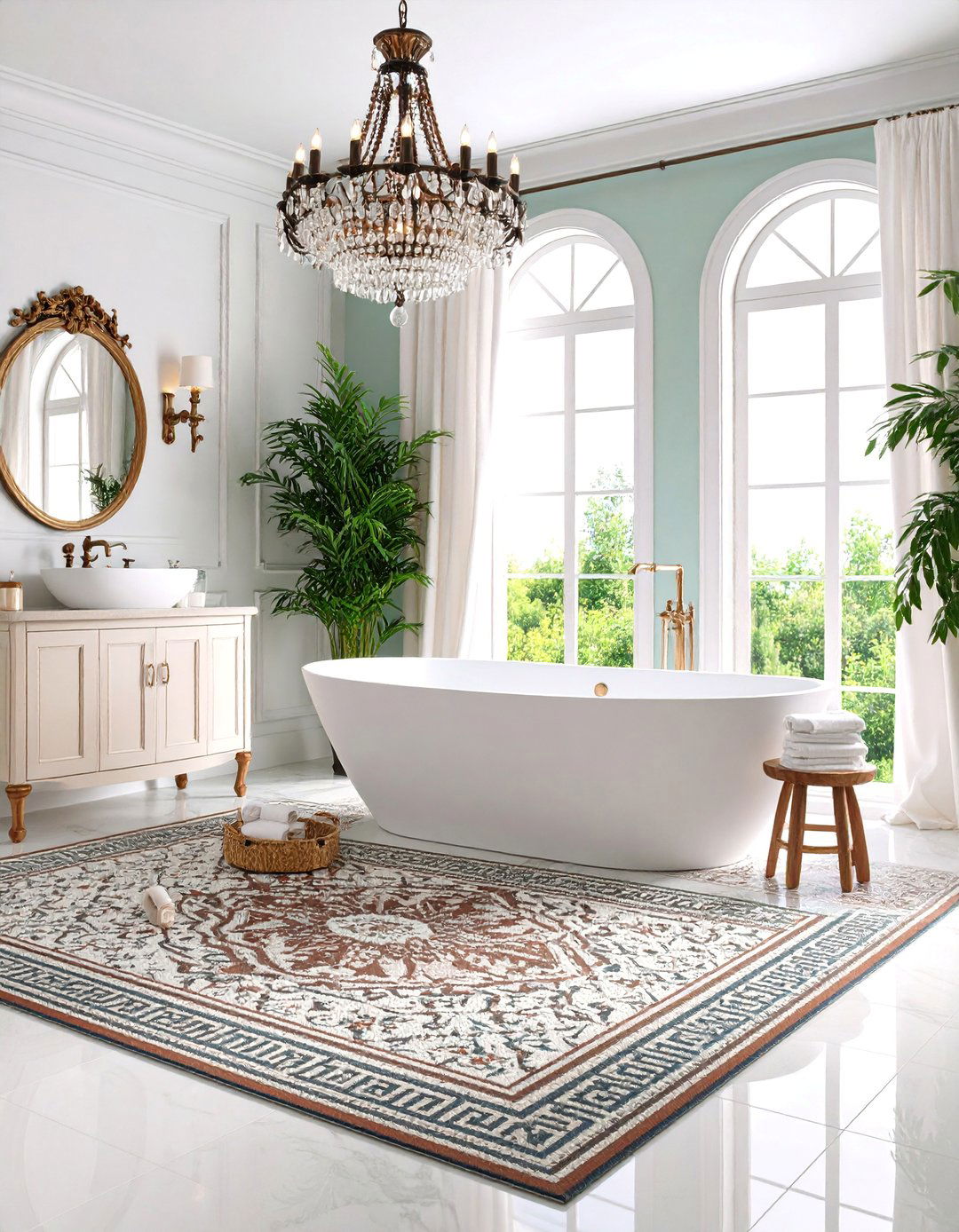 Pattern Framed Rug Bathroom Mosaic Floor Tile - 25 Bathroom Mosaic Floor Tile Ideas
