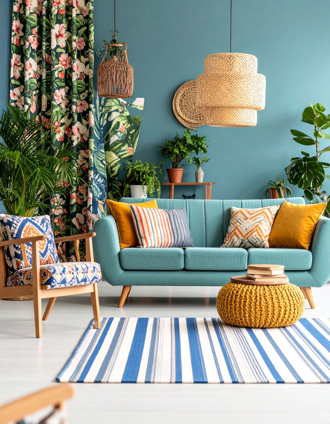 Pattern Mixing Living Room with Eclectic Textiles - 25 Living Room Design Ideas