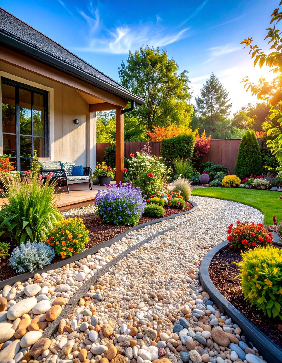 Pea Gravel Patio with Rustic Garden Charm - 25 Patio Flooring Ideas