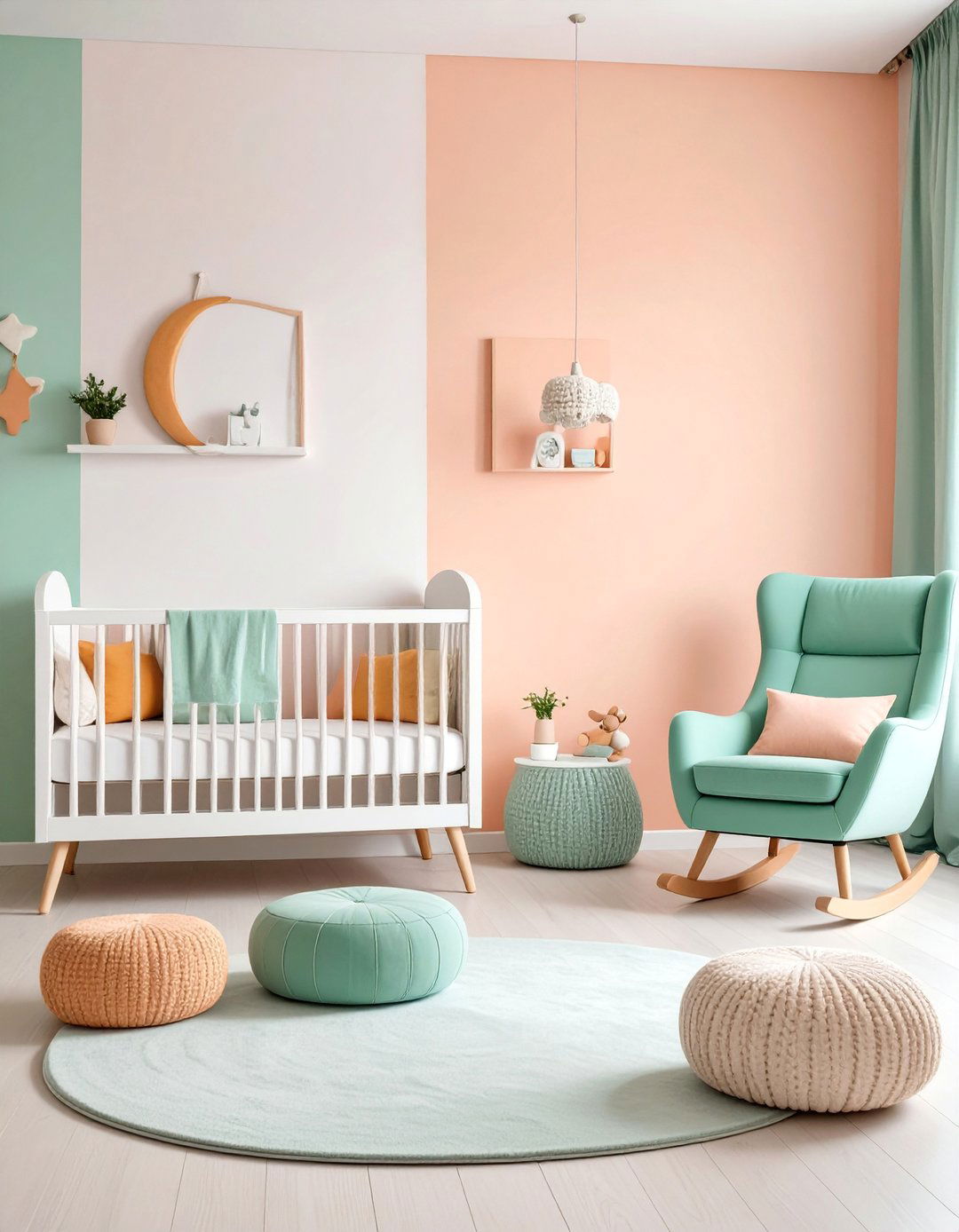 Peach Ombre Accent Wall for Nursery Spaces - 25 Orange Accent Wall Ideas