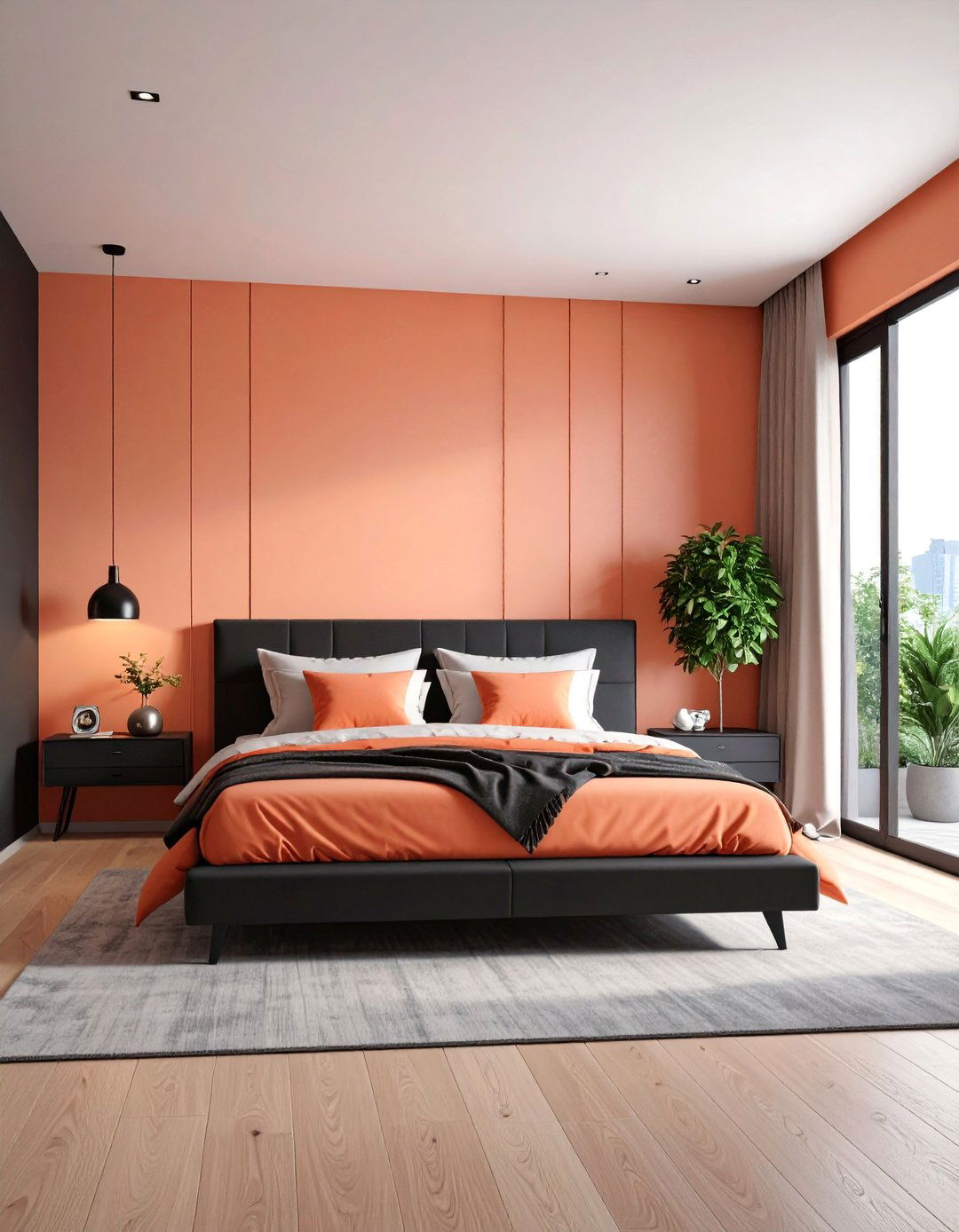 Peach and Charcoal Modern Bedroom Design - 25 Peach Bedroom Ideas