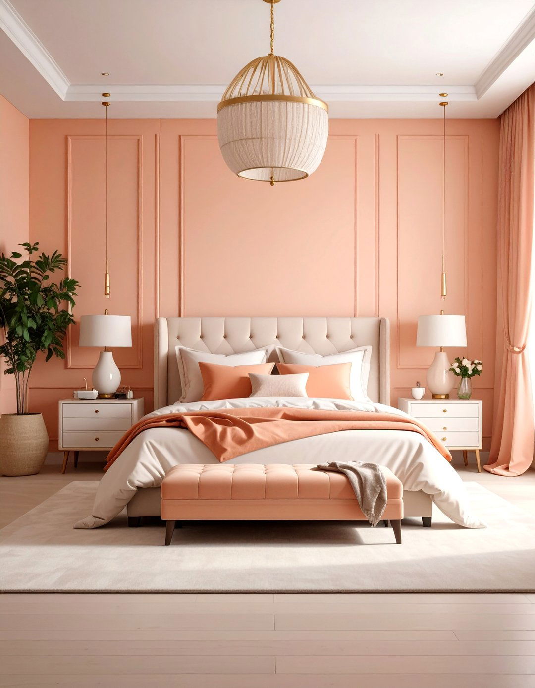 Peach and Cream Classic Bedroom Elegance - 25 Peach Bedroom Ideas