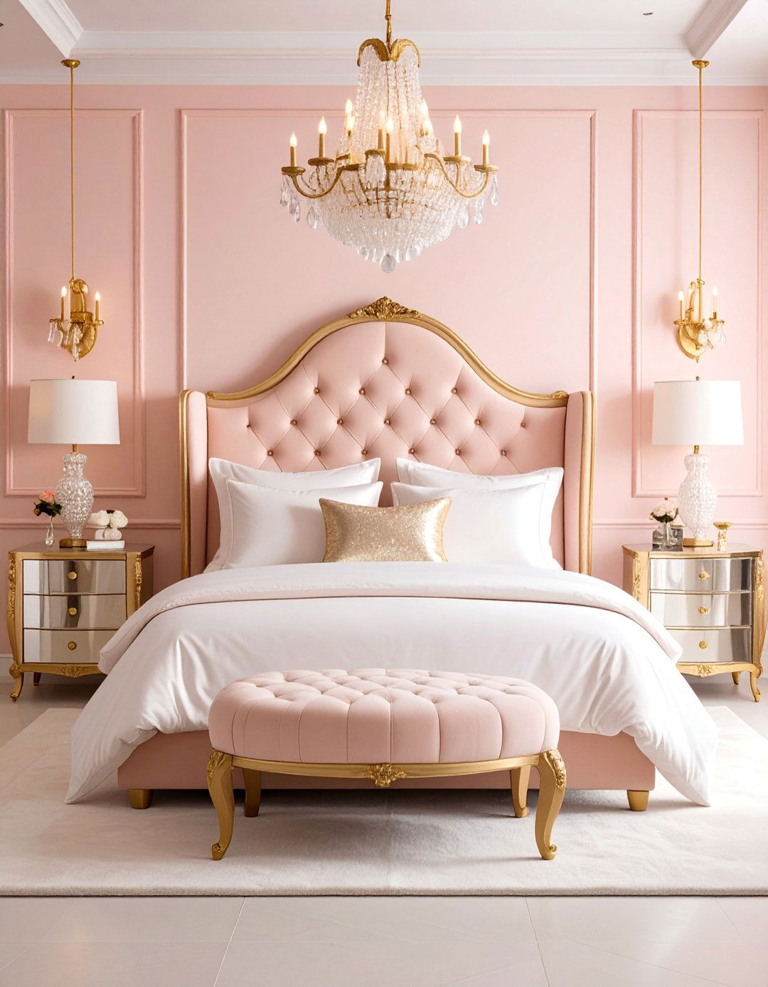 Peach and Gold Glamorous Master Suite - 25 Orange Bedroom Ideas