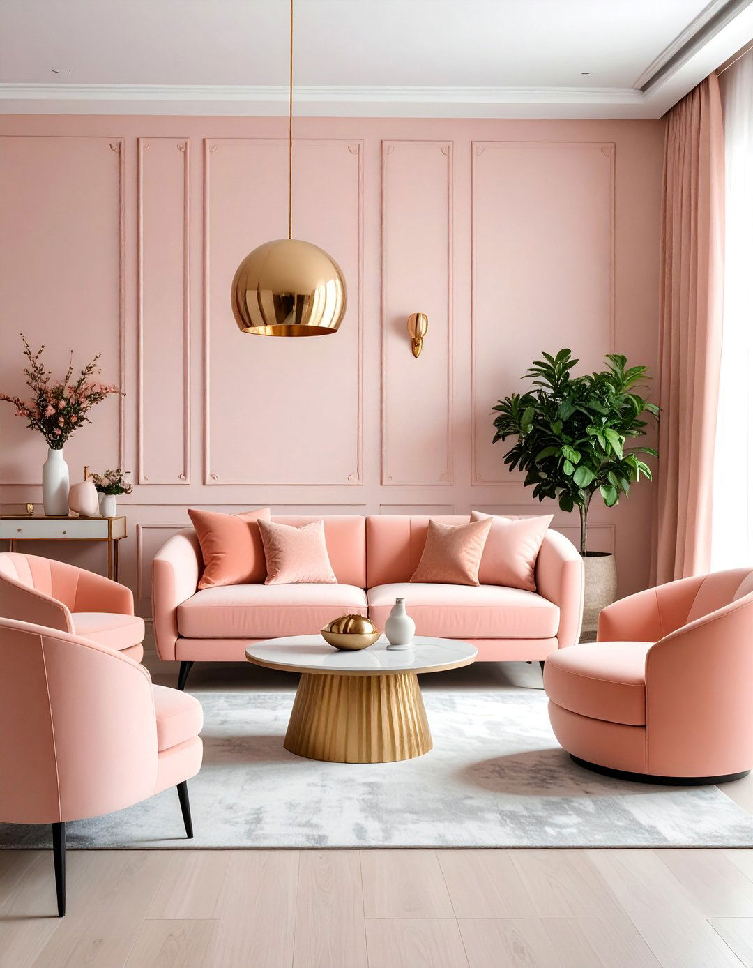 Peach and Grey Living Room with Soft Contemporary Warmth - 25 Two Colour Combination for Living Room