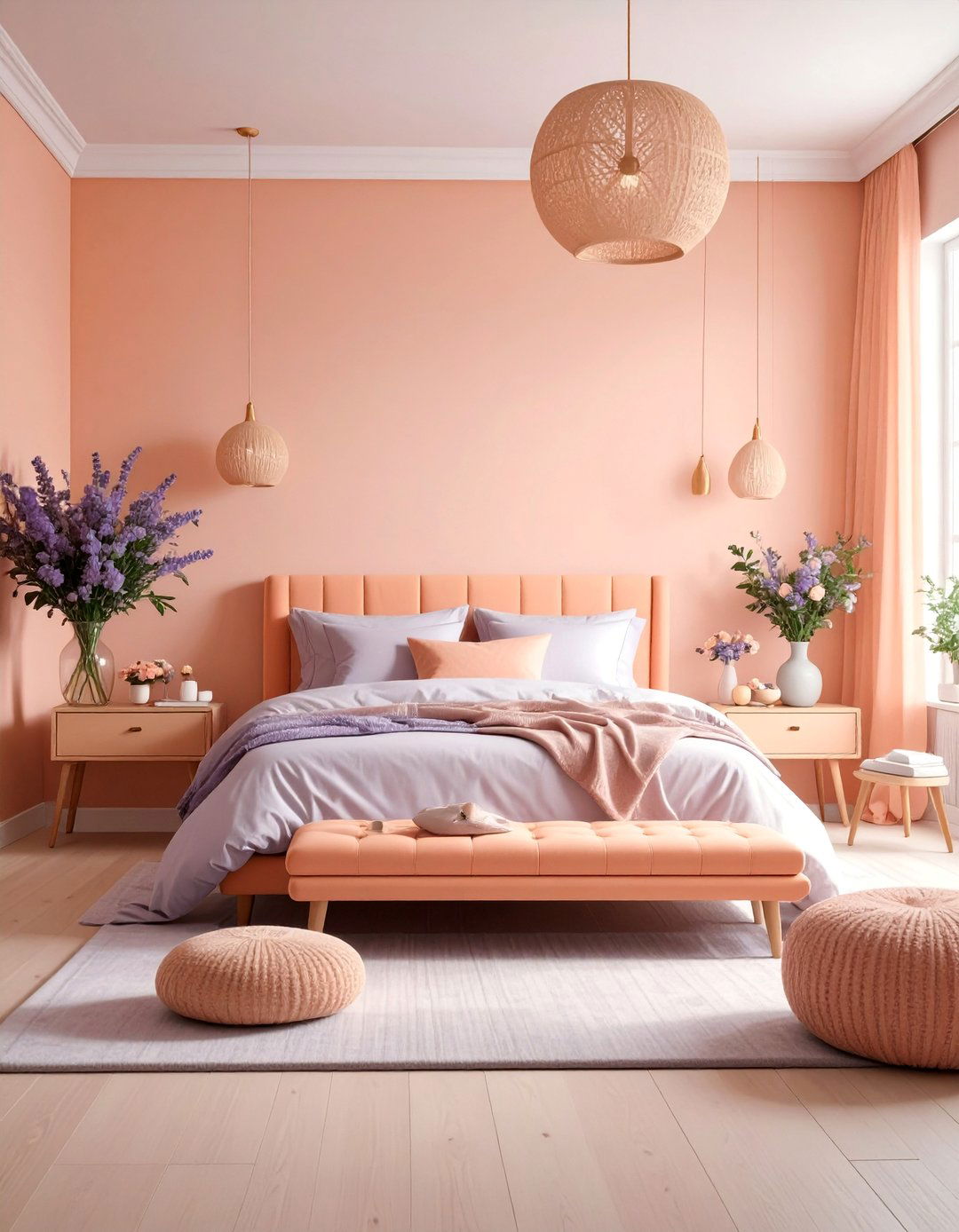 Peach and Lavender Dreamy Bedroom Escape - 25 Peach Bedroom Ideas