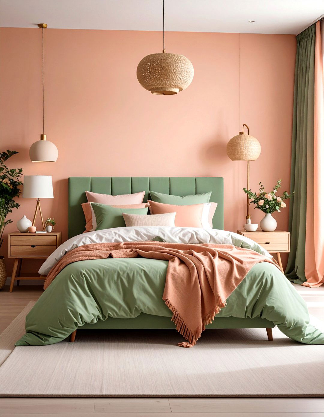 Peach and Sage Green Serenity Bedroom - 25 Peach Bedroom Ideas