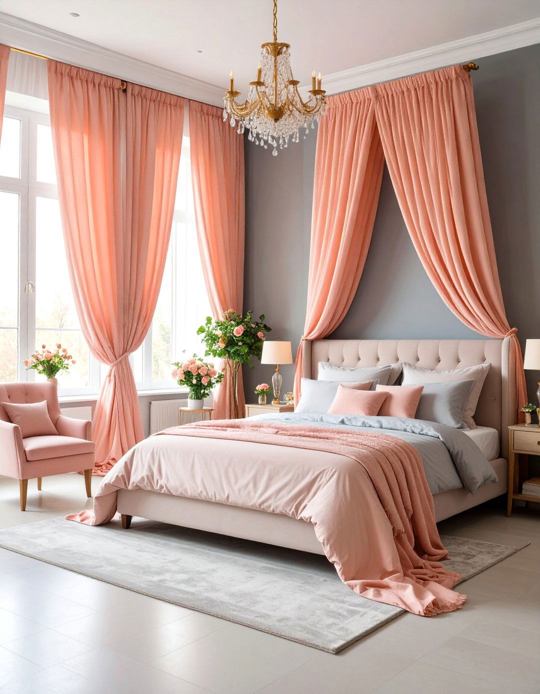 Peachy Pink Curtains with Gray Walls - 25 What Color Curtains Go With Gray Walls