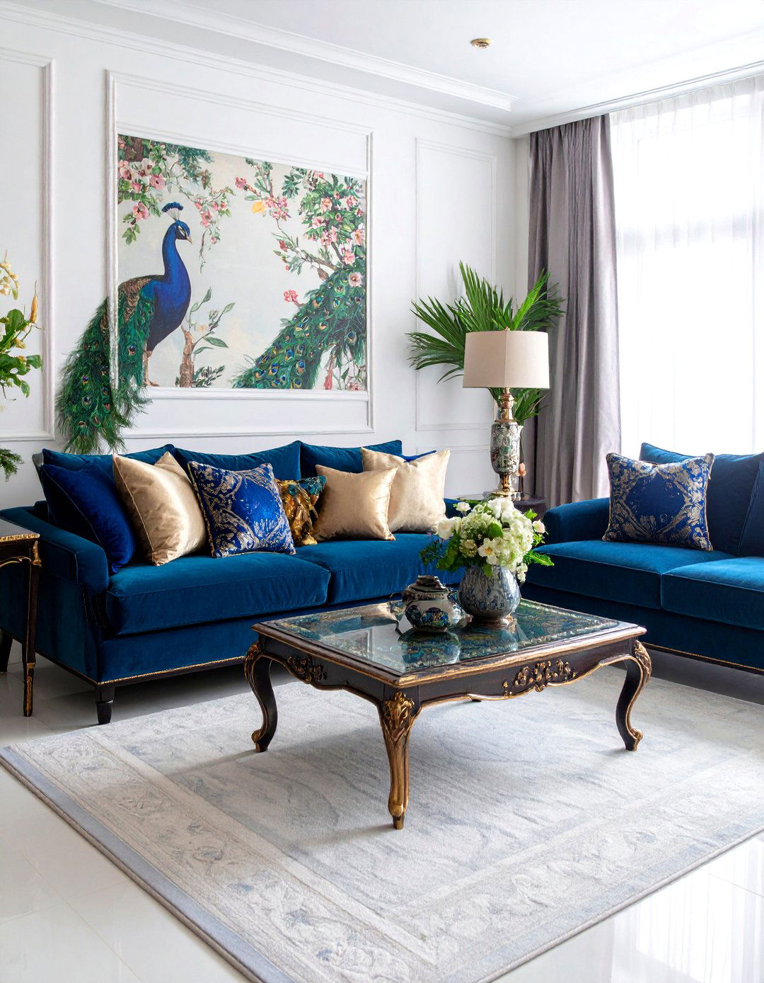 Peacock Feather Splendor Living Room - 25 Chinoiserie Living Room Ideas