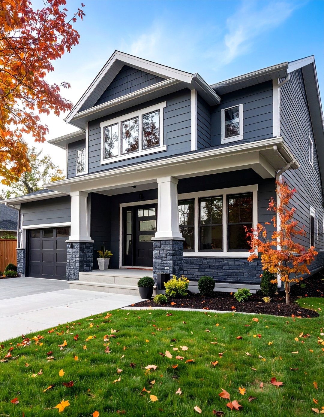 Pearl Gray Vinyl with Charcoal Brick Minimalist Design - 25 Vinyl Siding and Brick Combinations