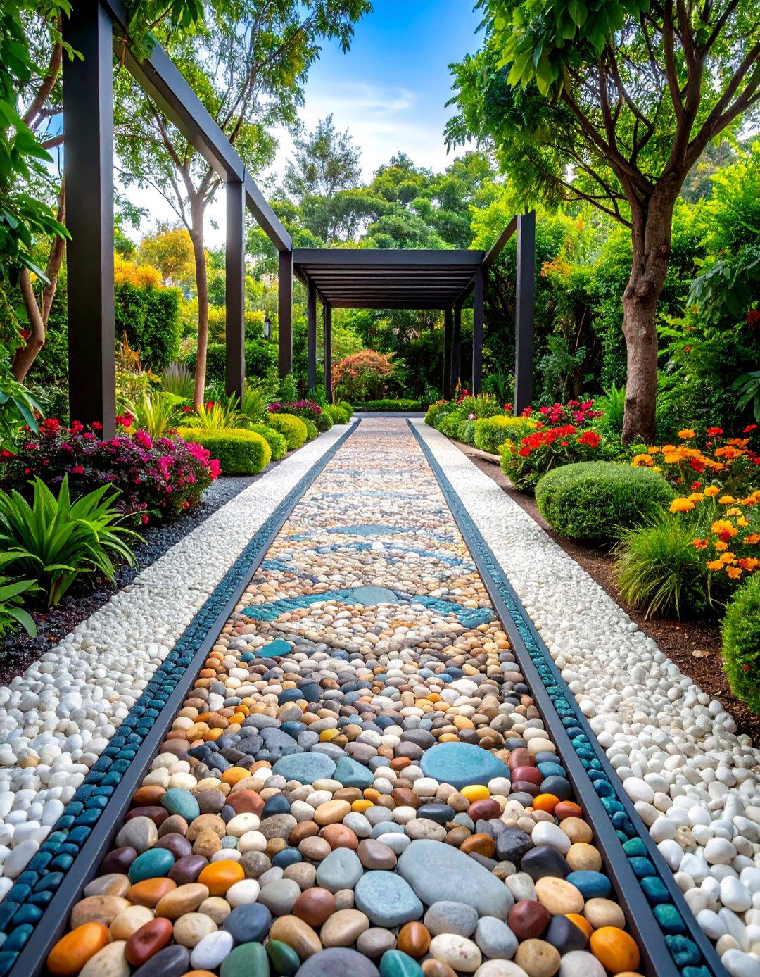 Pebble Mosaic Pathway Design - 25 Stone Garden Ideas