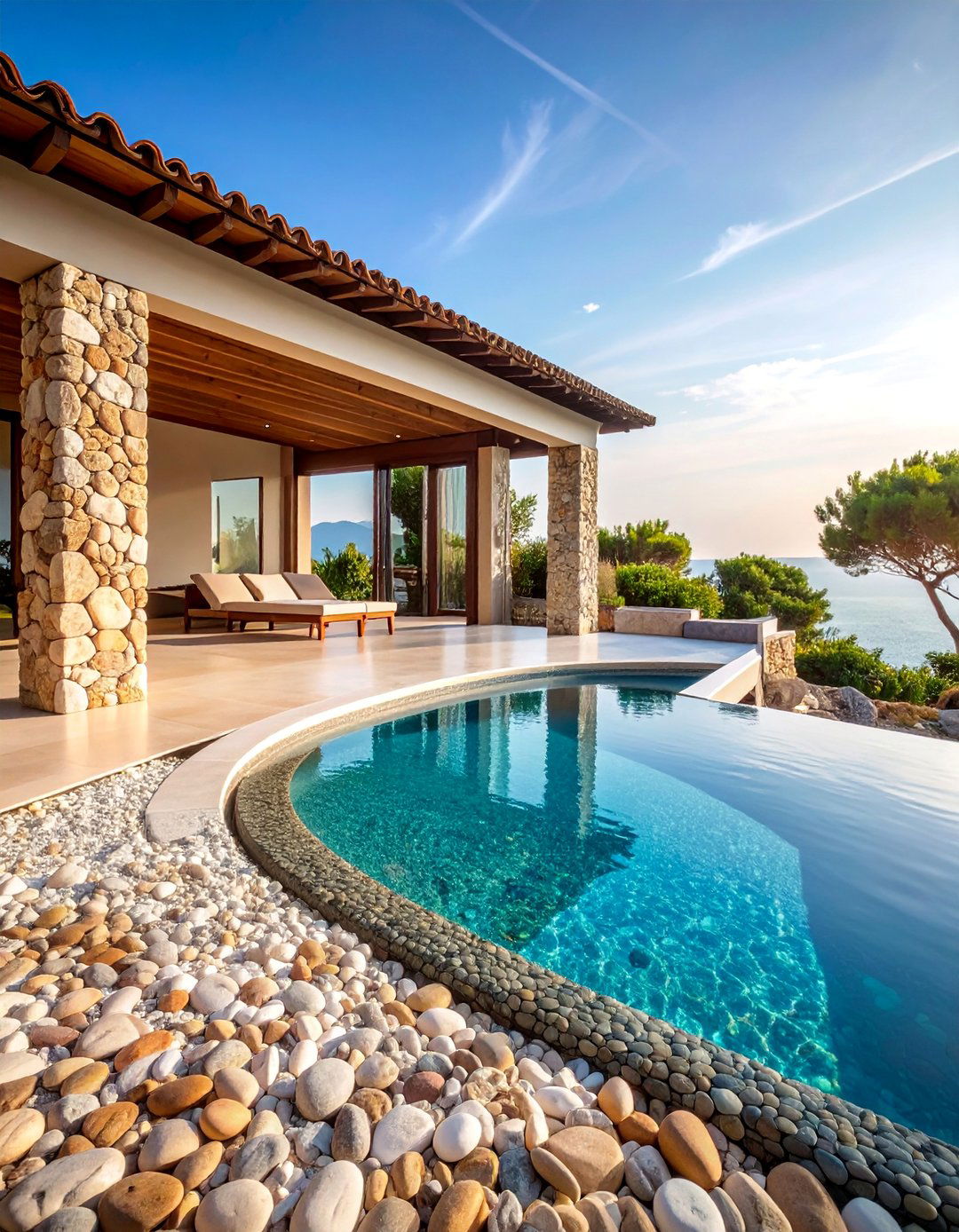 Pebble Mosaic Pool Beach Entry Design - 25 Pool Tile Ideas