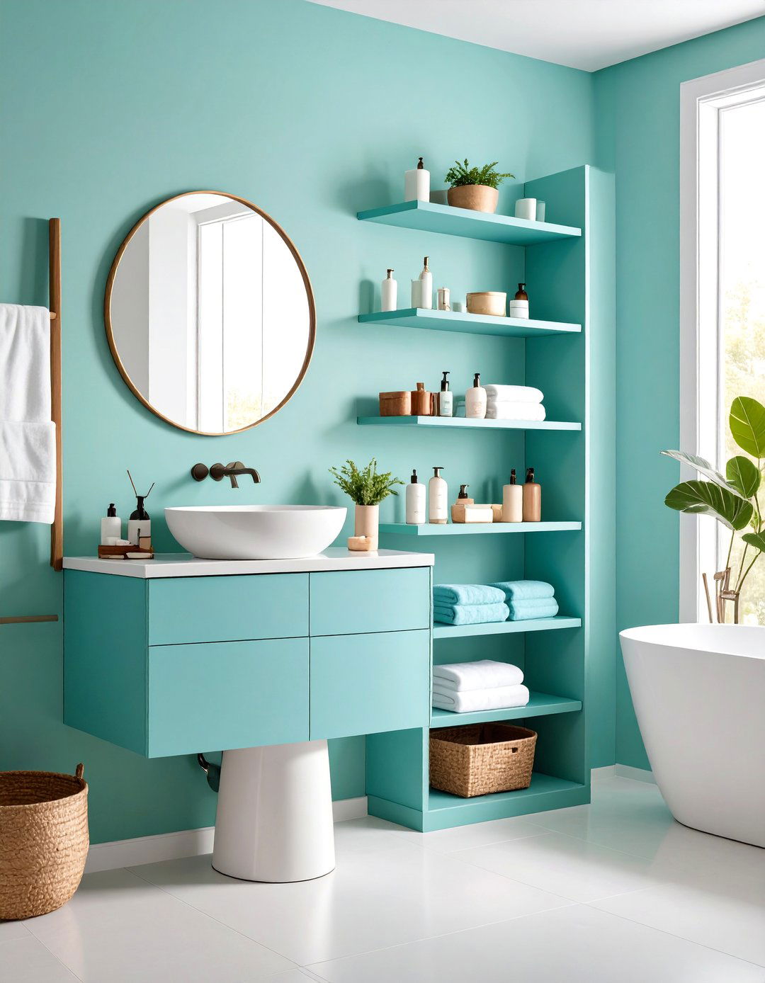 Pedestal Base Wraparound Shelving - 25 Pedestal Sink Storage Ideas