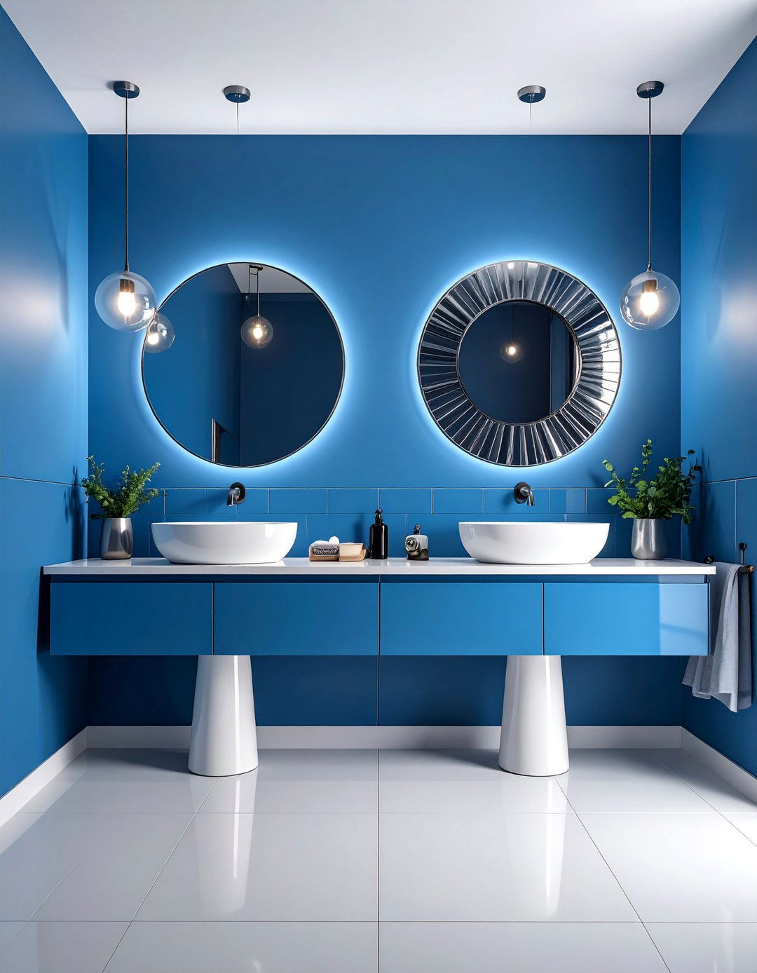 Pedestal Sink with Atomic Age Lighting - 25 Mid-century Modern Bathroom Ideas