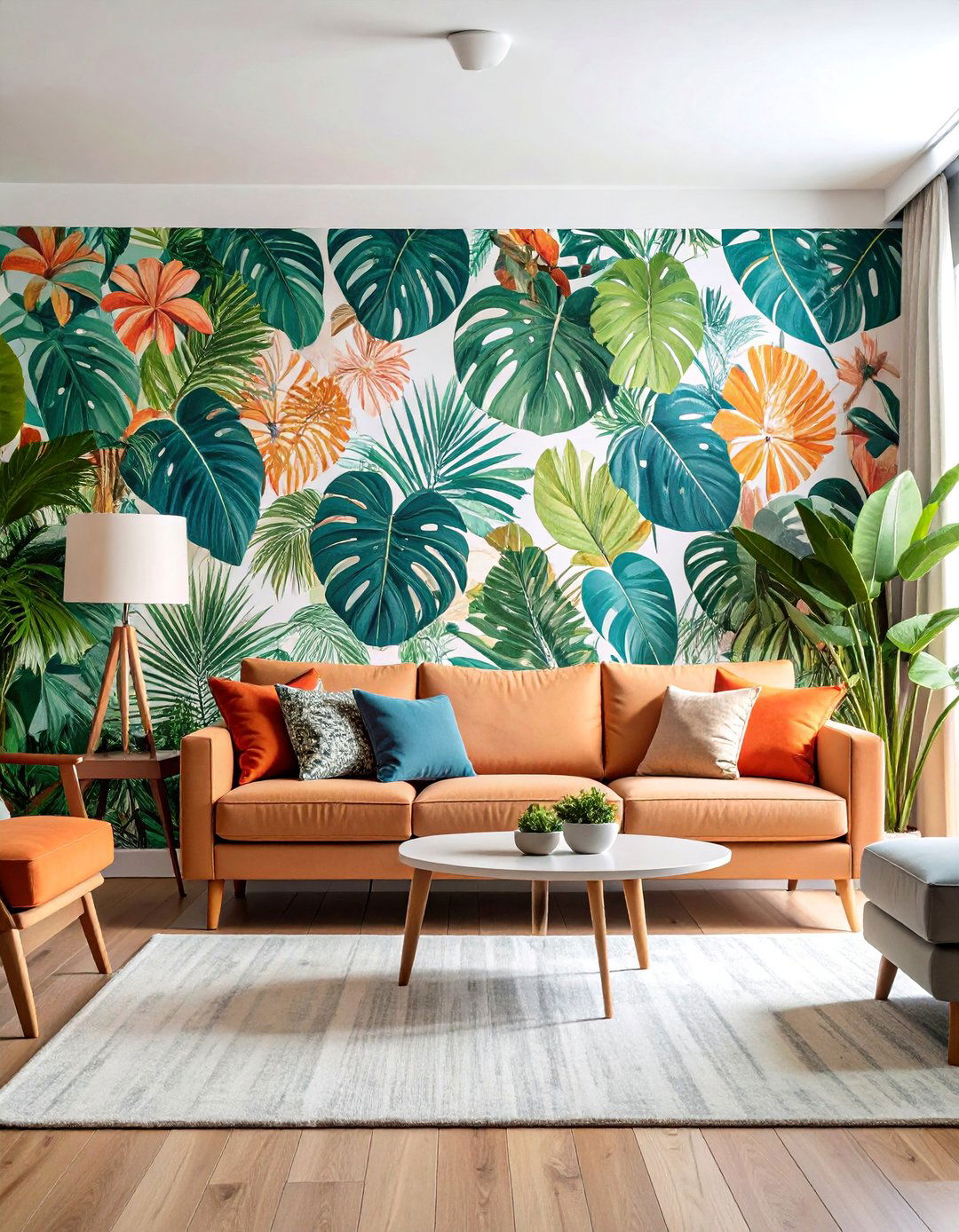 Peel and Stick Wallpaper with Removable Installation - 25 Living Room Accent Wall Ideas