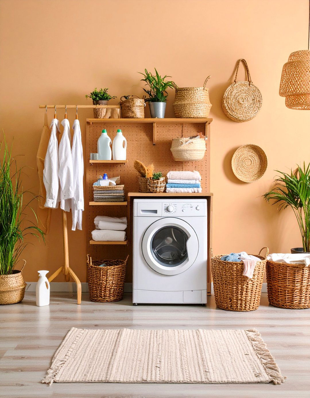 Pegboard Organization System with Accessories - 25 Laundry Room Shelf Ideas