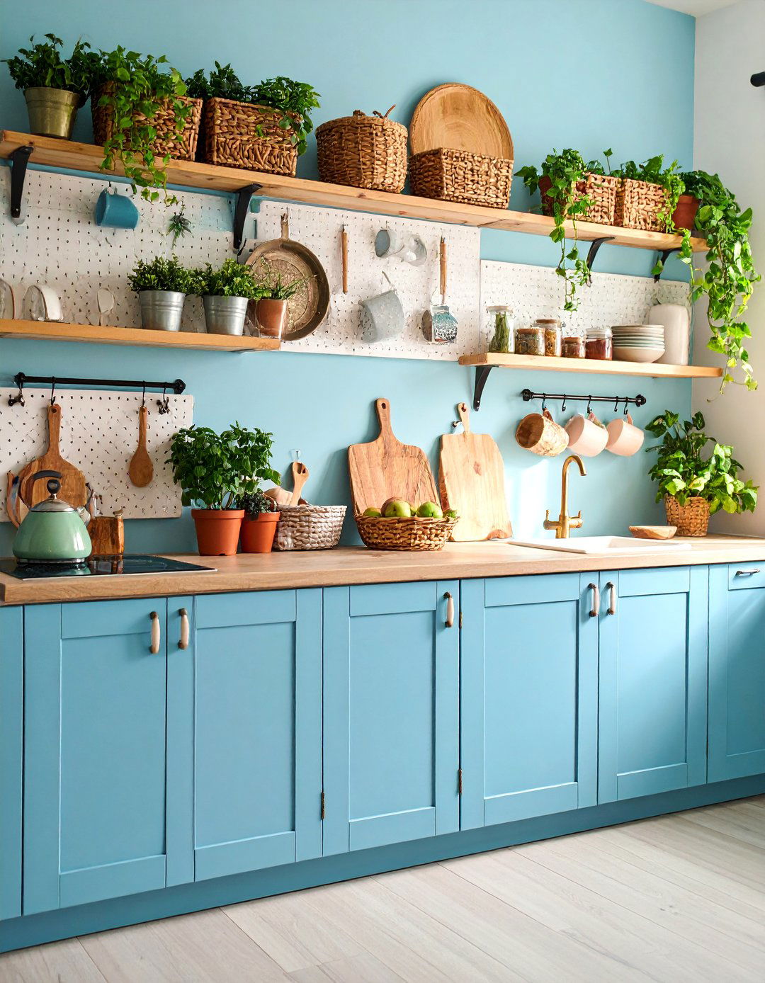 Pegboard Organization Wall with Modular Accessories - 25 Small Kitchen Storage Ideas