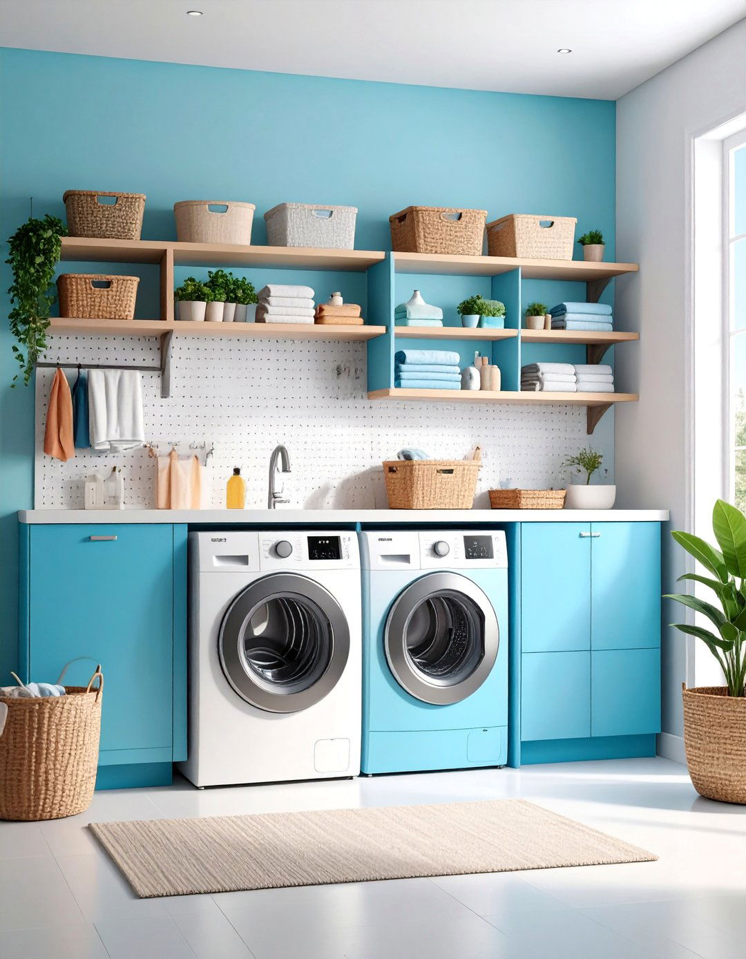 Pegboard Shelving Combination - 25 Laundry Room Shelving Ideas