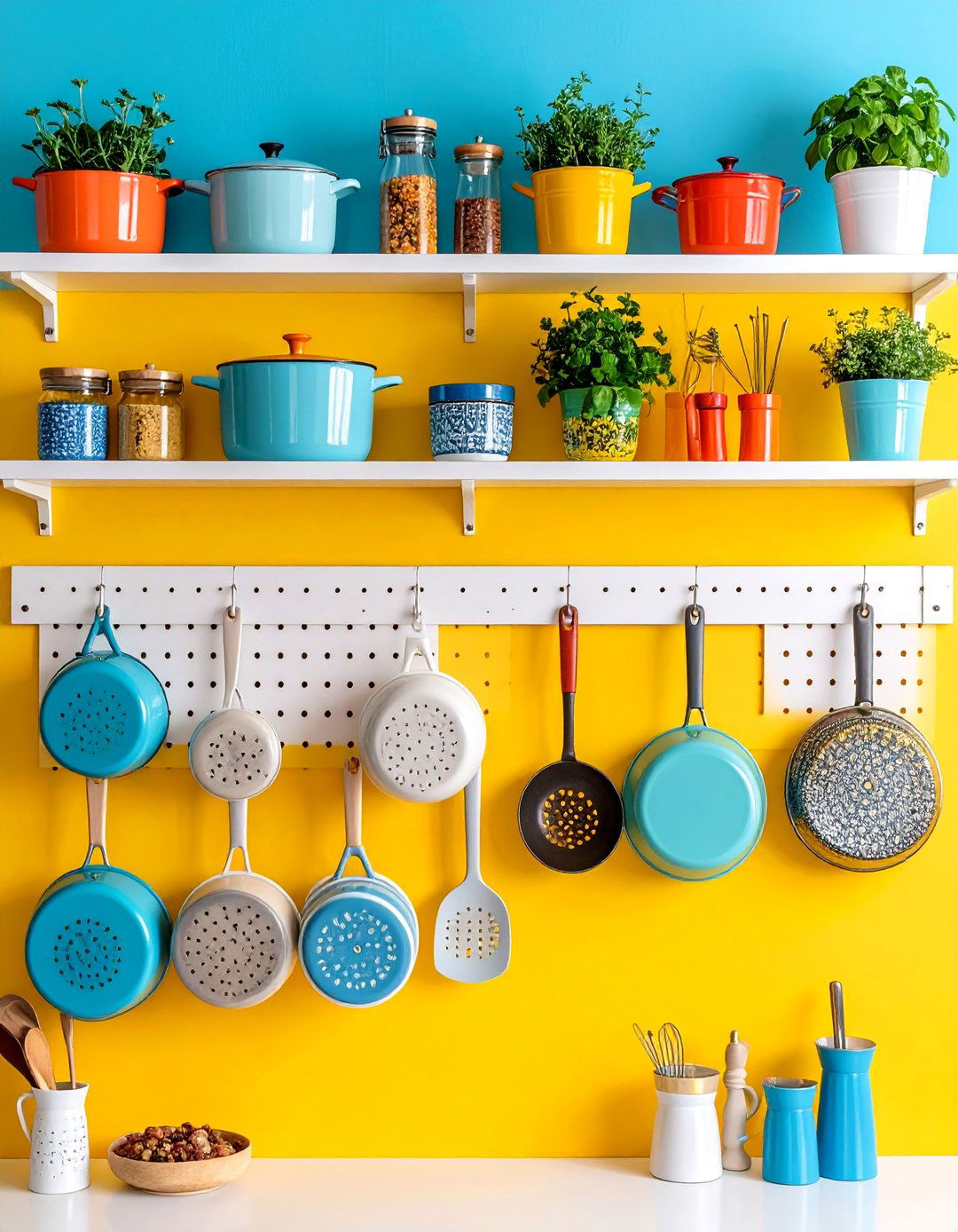 Pegboard Wall Kitchen Storage - 25 Small Kitchen Ideas on a Budget