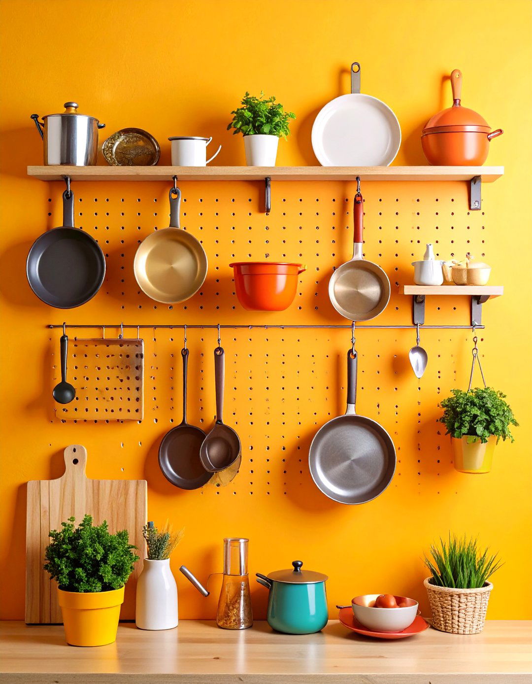 Pegboard Wall Organization System - 25 Pots and Pans Storage Ideas