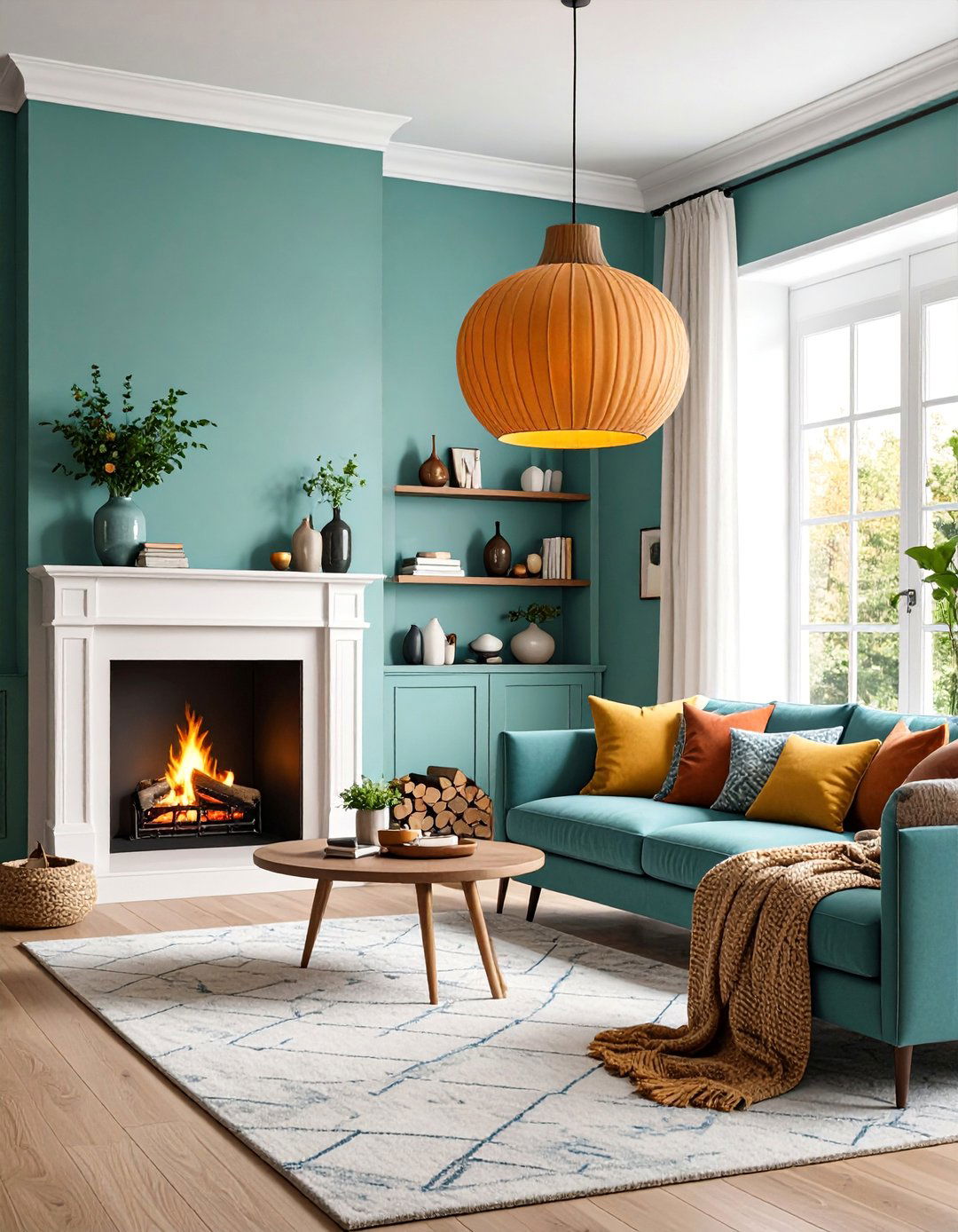Pendant Light Asymmetrical Accent - 25 Fireplace Lighting Ideas