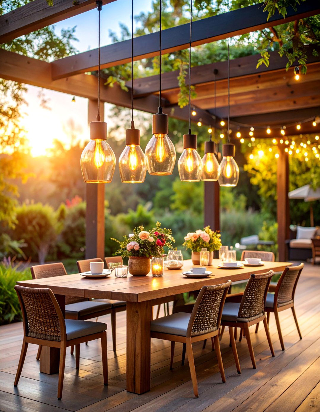 Pendant Light Dining Zone - 25 Deck Lighting Ideas
