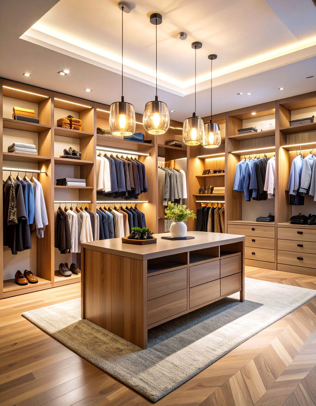 Pendant Lights Over Closet Islands - 25 Closet Lighting Ideas
