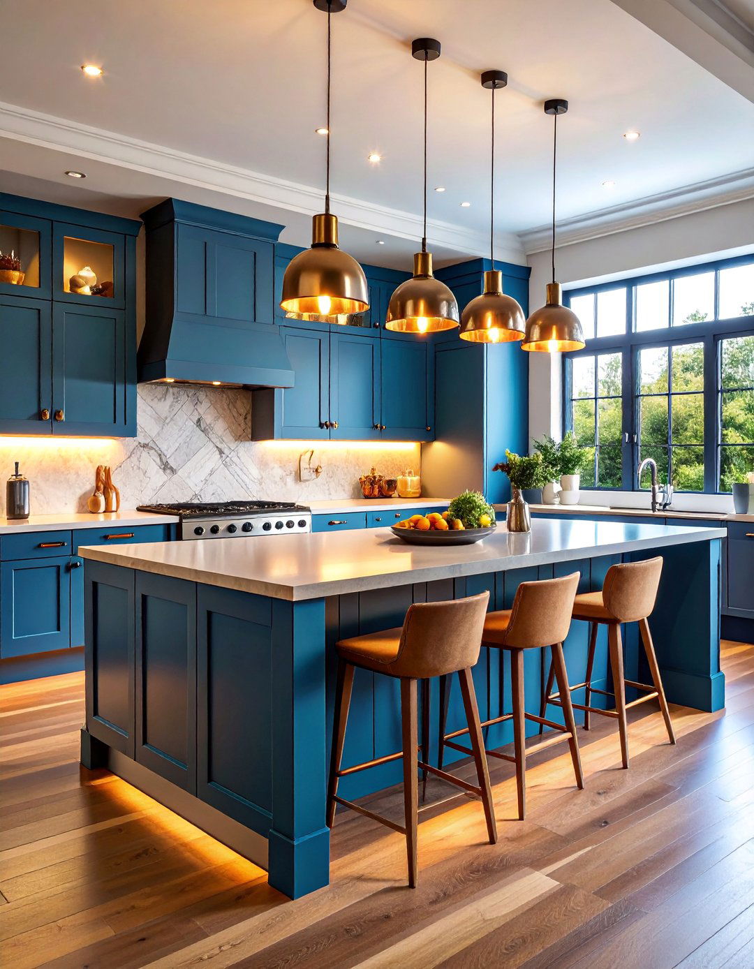 Peninsula with Dramatic Lighting Features - 25 Kitchen Peninsula Ideas