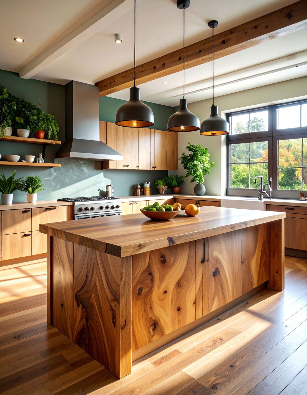 Peninsula with Live Edge Wood Countertops - 25 Kitchen Peninsula Ideas