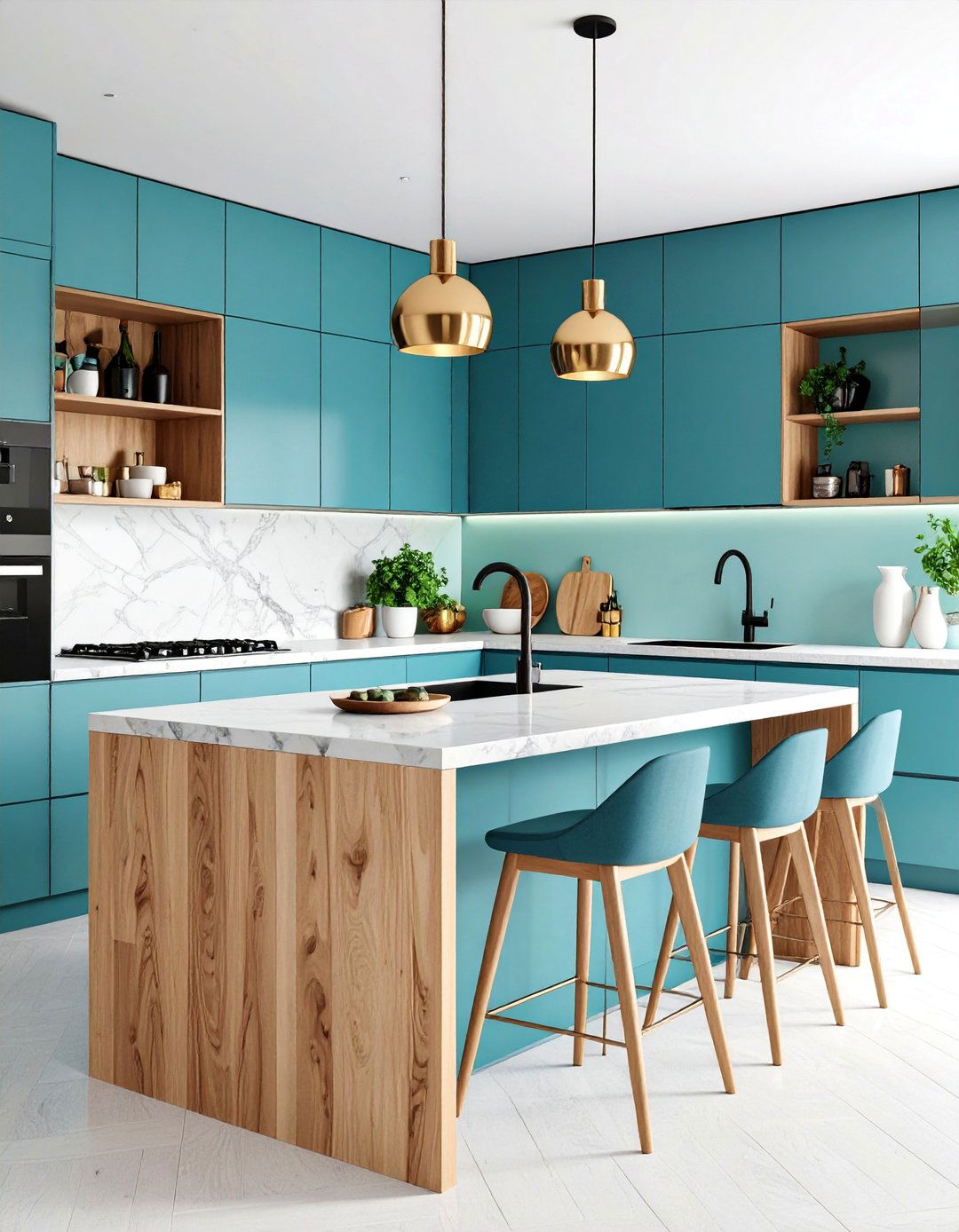 Peninsula with Multi Material Combinations - 25 Kitchen Peninsula Ideas