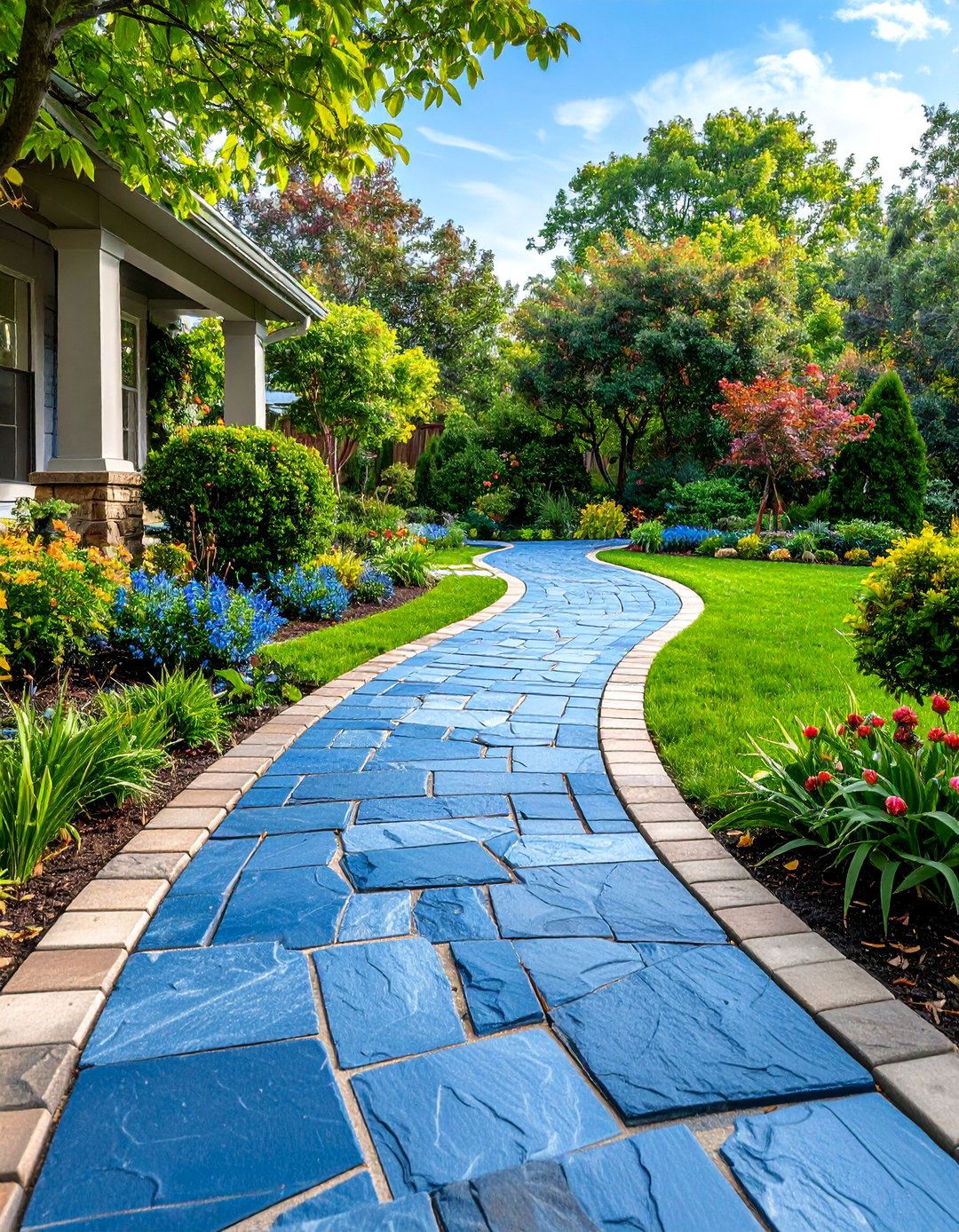 Pennsylvania Bluestone Walkway with Formal Edging - 25 Flagstone Walkway Ideas