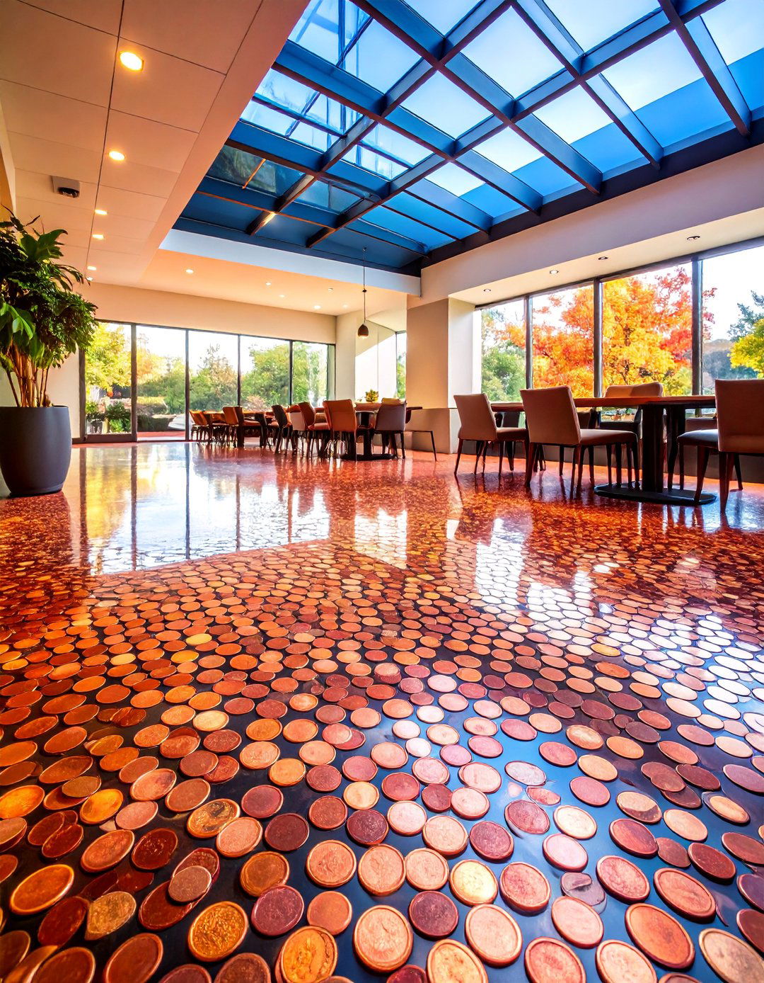 Penny Floor Embedded Epoxy Design - 25 Epoxy Floor Designs