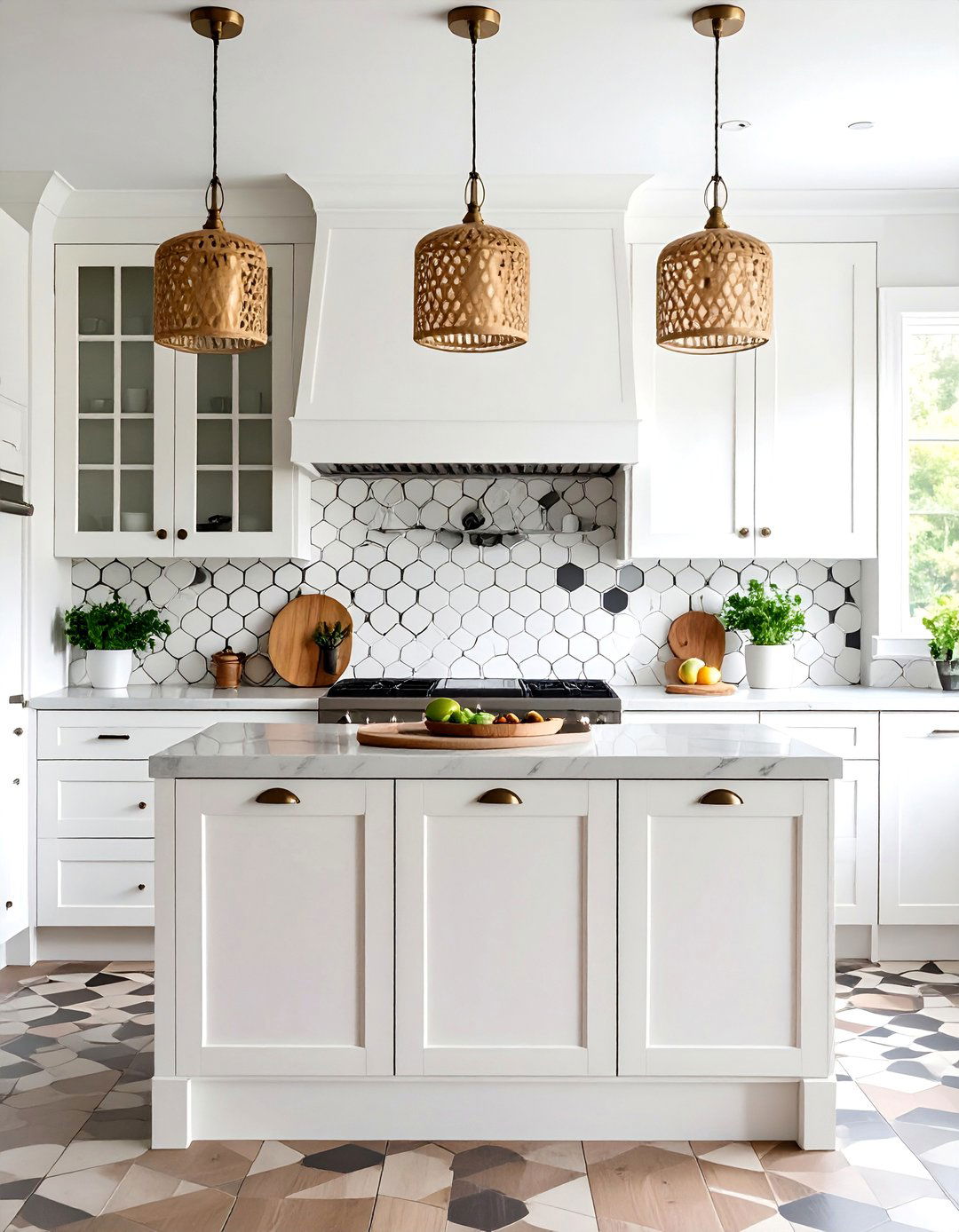 Penny Round Kitchen Backsplash with Alternating Colors - 25 Black and White Kitchen Backsplash Ideas