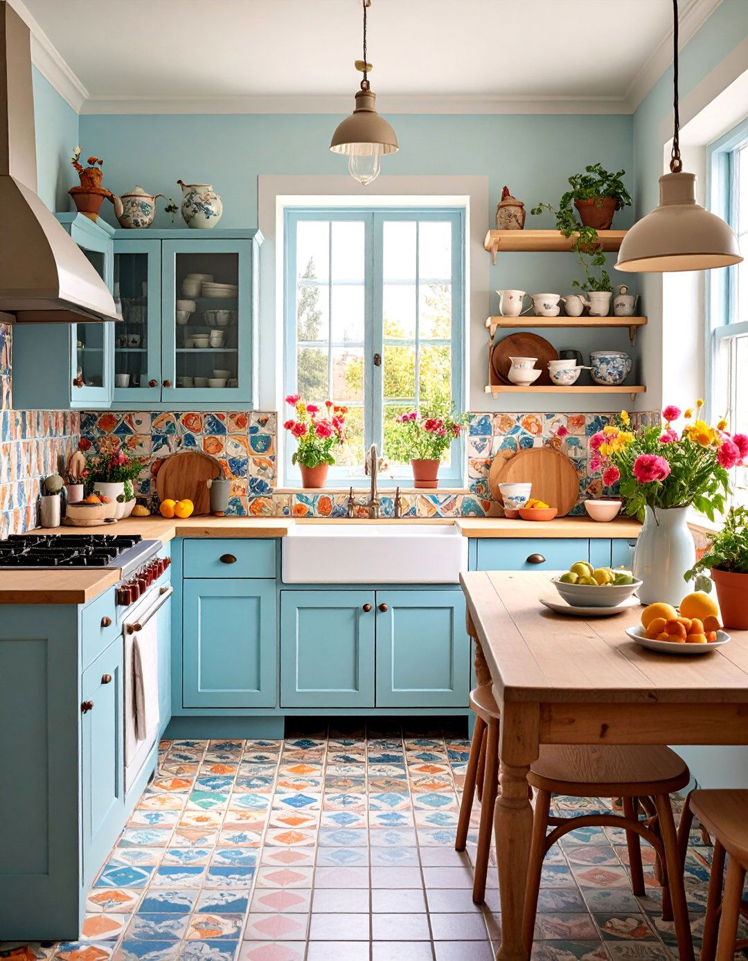 Penny Round Kitchen Floor with Vintage Charm - 25 Kitchen Floor Ideas