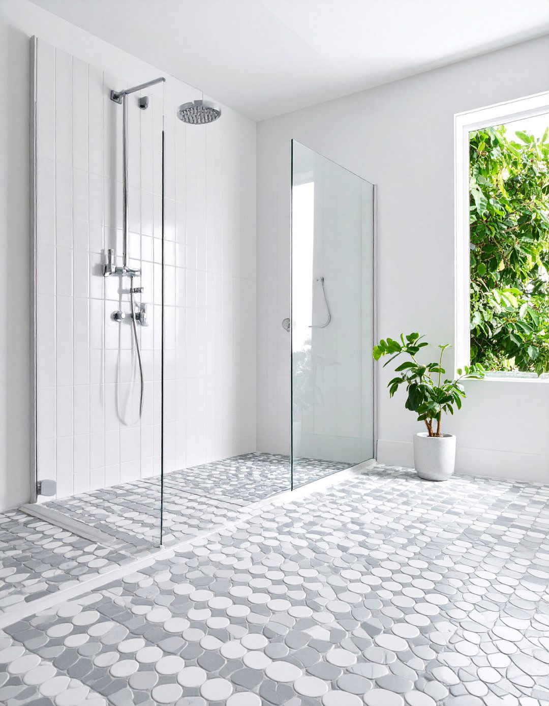 Penny Round Mosaic Shower Floor Tiles - 25 Shower Floor Tile Ideas