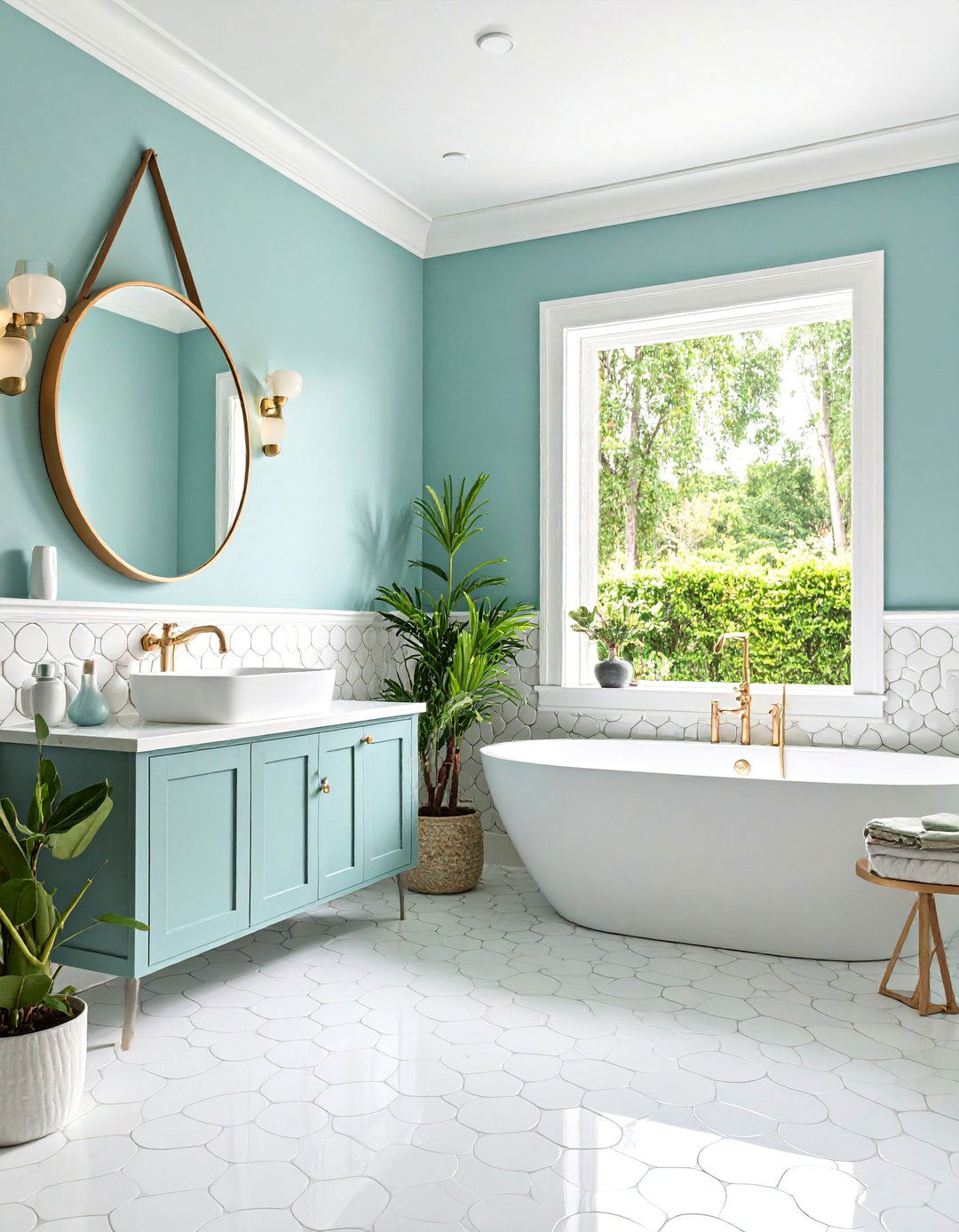 Penny Round Tile Wainscoting - 25 Powder Room Wainscoting Ideas