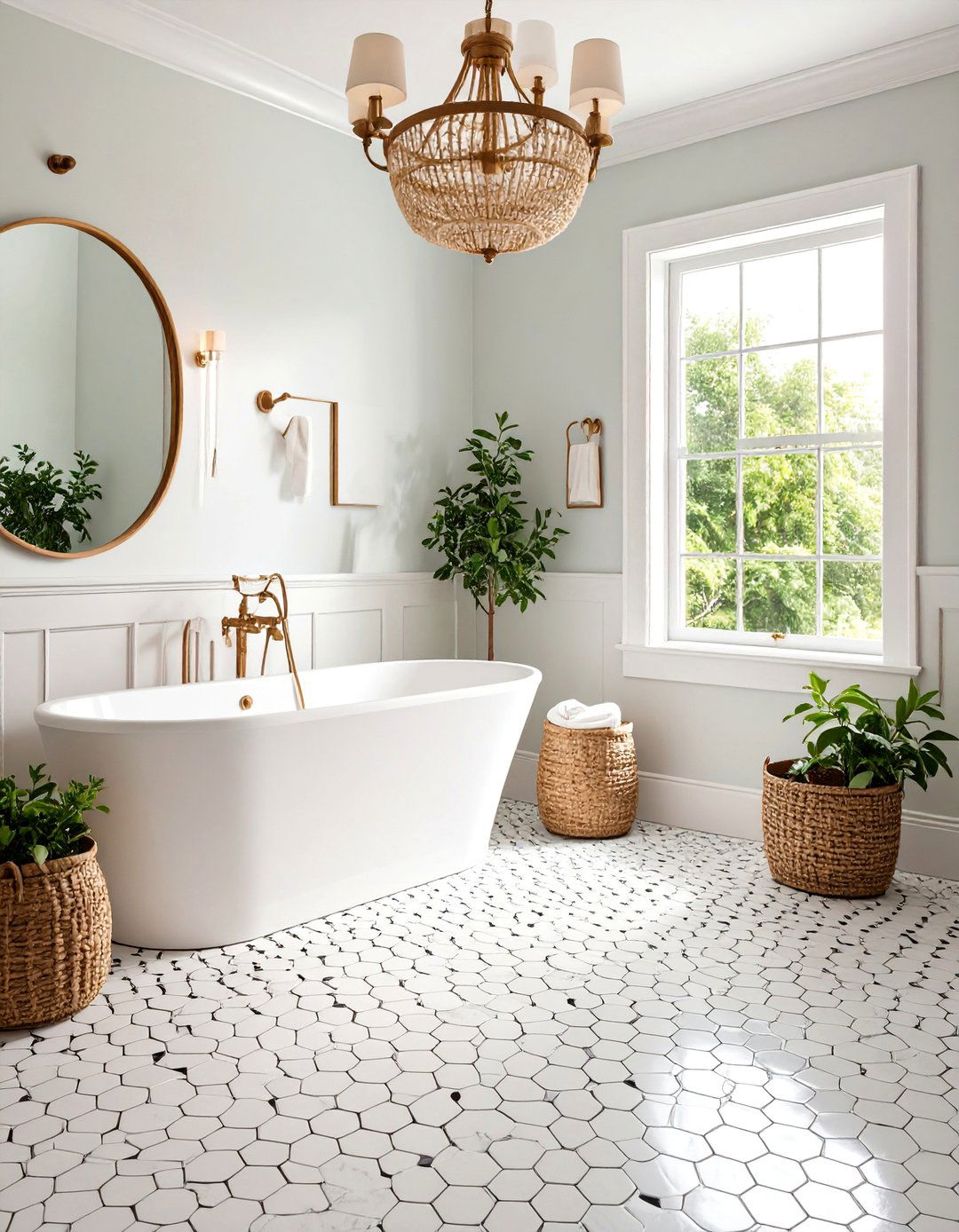 Penny Tile Floor Design - 25 Black and White Bathroom Ideas