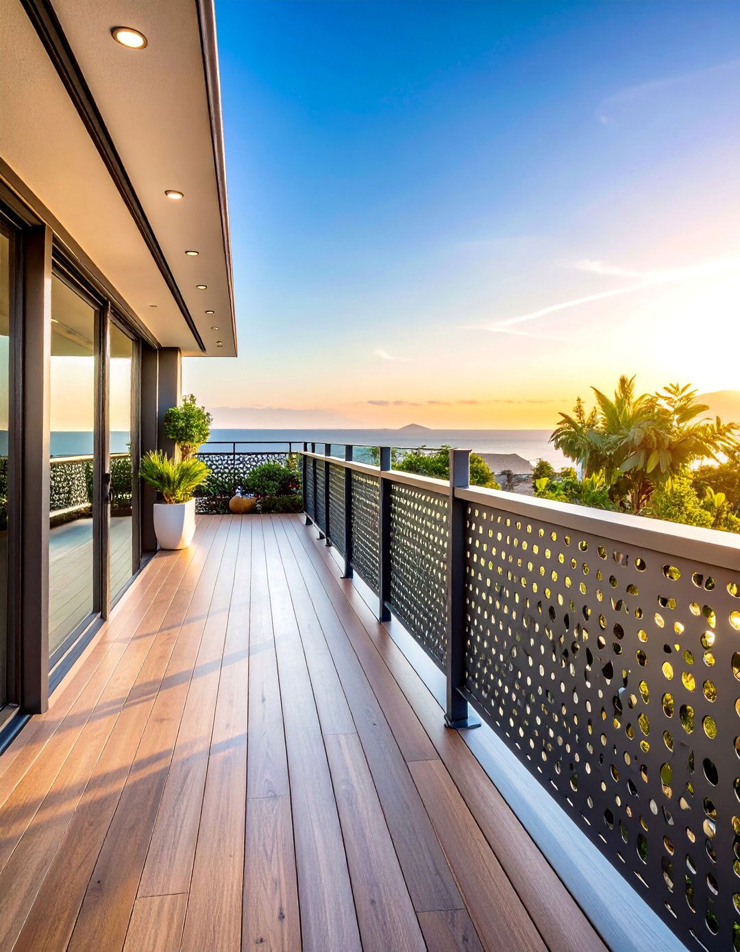 Perforated Metal Panel Deck Railing - 25 Metal Deck Railing Ideas