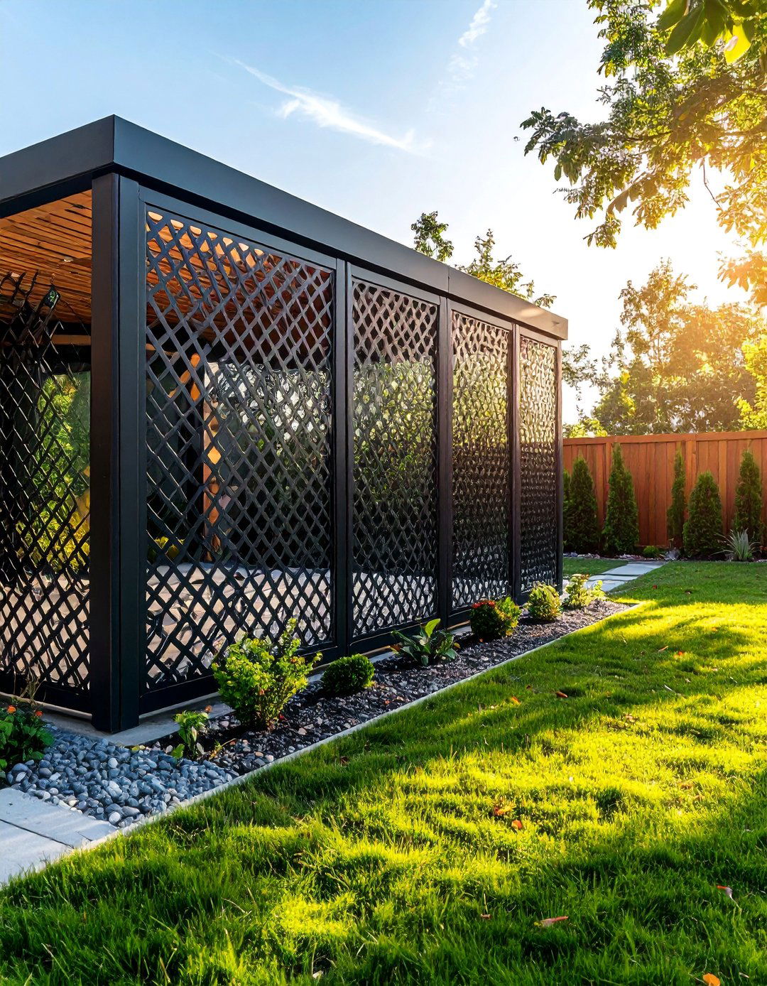Perforated Metal Screen with Contemporary Style - 25 Front Yard Fence Ideas