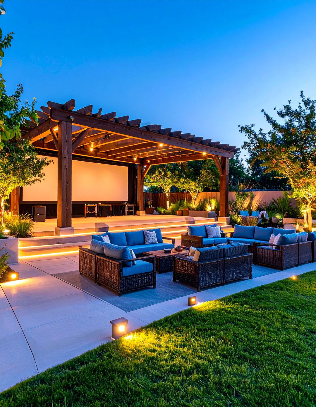 Pergola Entertainment Center with Outdoor Theater - 25 Patio With a Pergola Ideas
