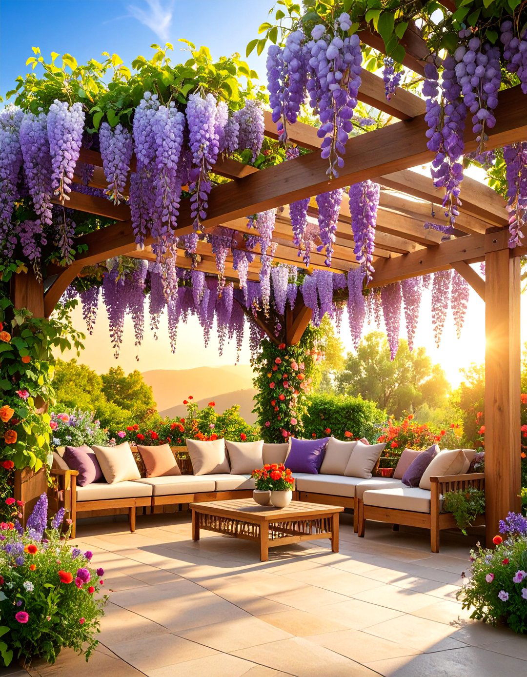 Pergola Garden Mural with Climbing Vines - 25 Garden Mural Ideas