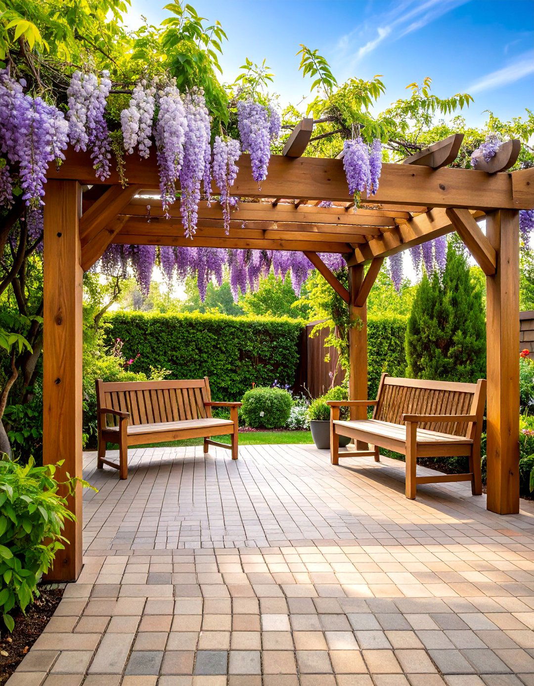Pergola Garden Shade with Flowering Vines - 25 Garden Shade Ideas