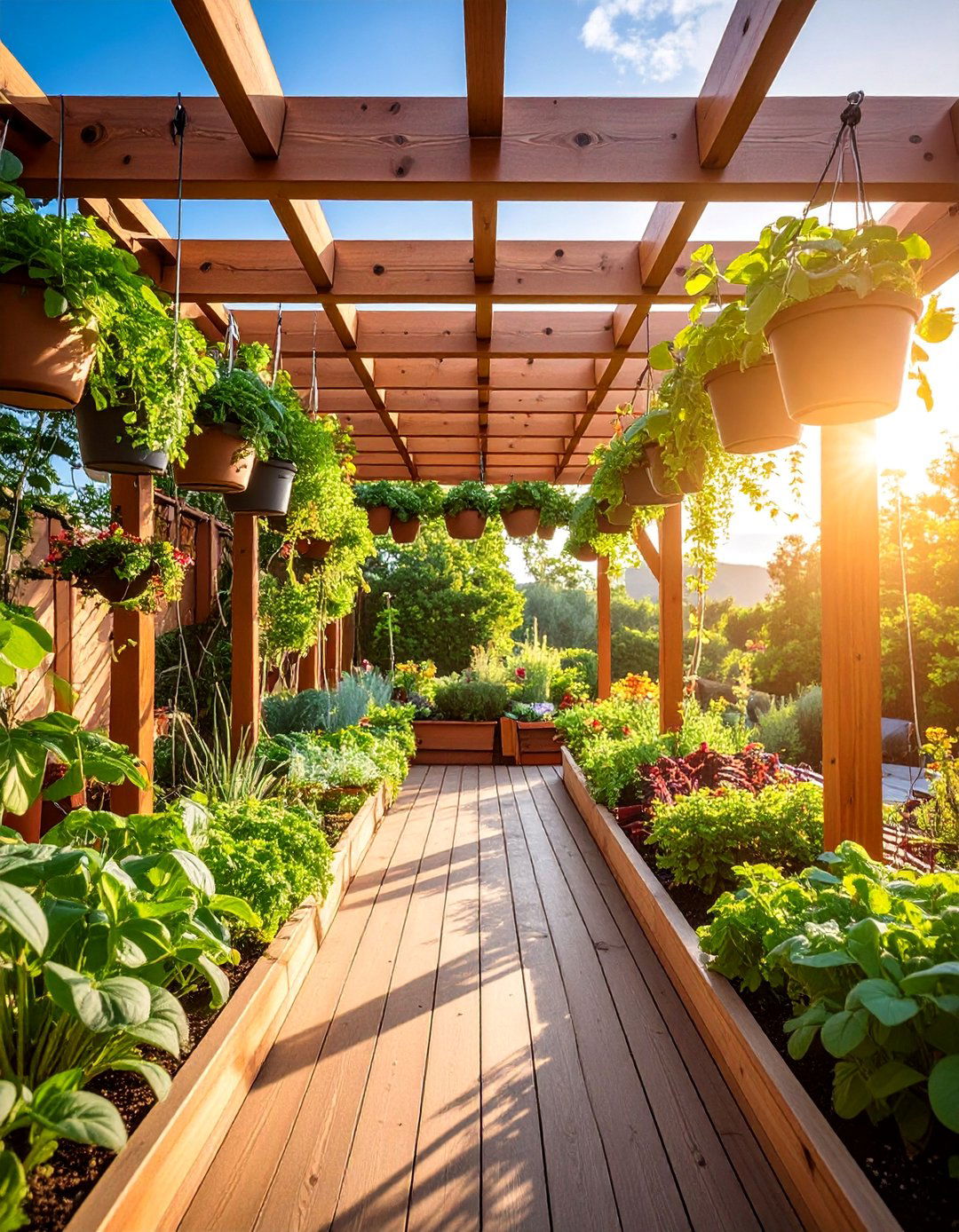 Pergola Herb Garden Integration with Living Shade Canopy - 25 Pergola Shade Ideas