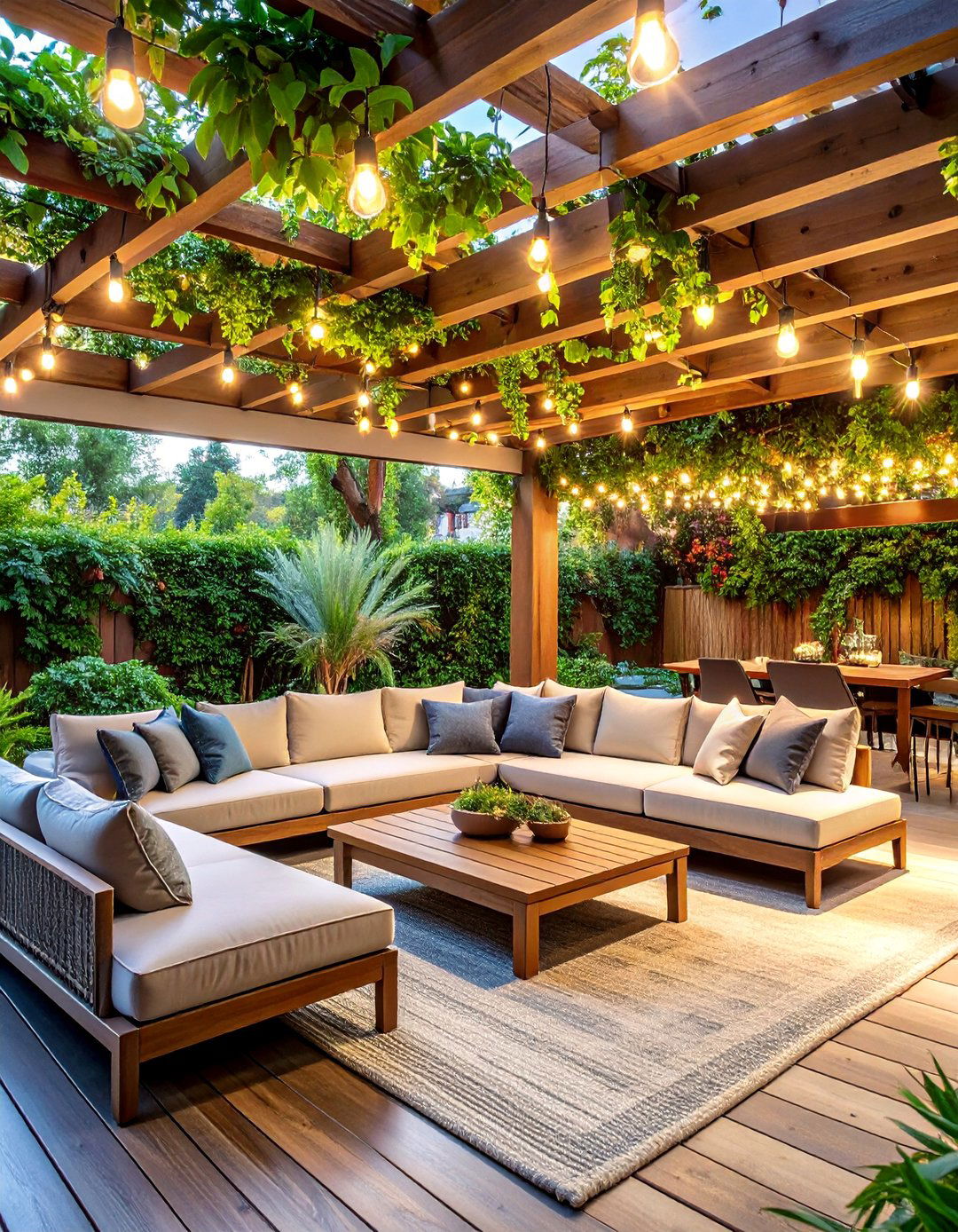 Pergola Lounge Area with Overhead Protection - 25 Outdoor Seating Ideas