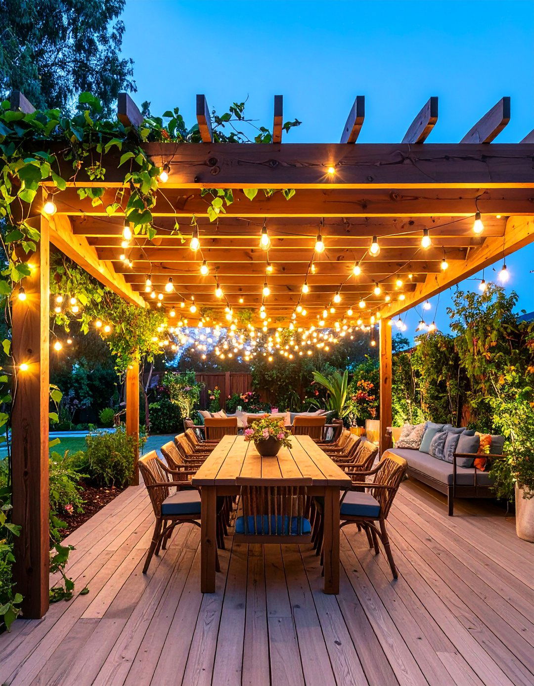 Pergola Paradise with Draped String Light Canopy - 25 Patio String Light Ideas