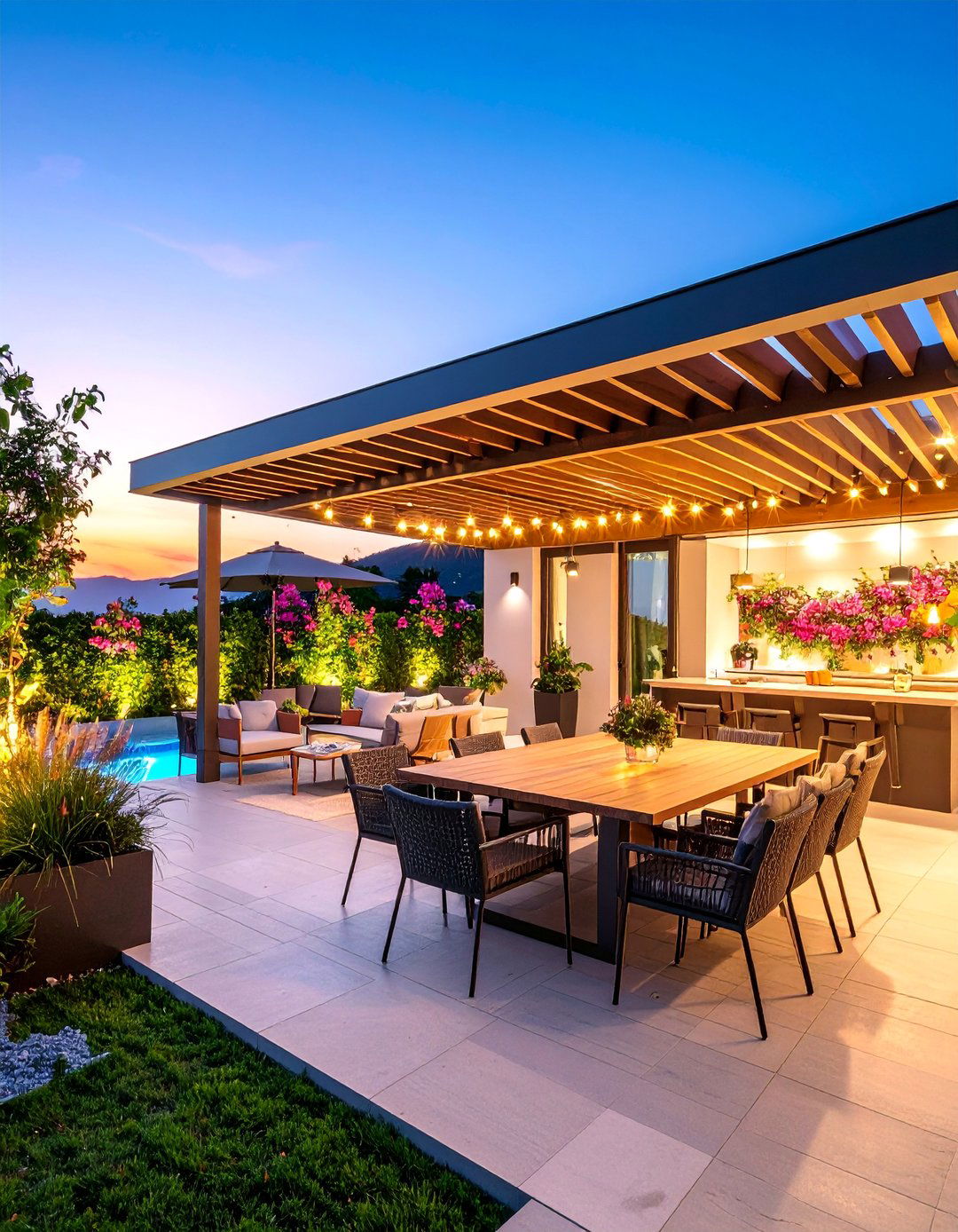 Pergola Patio with Smart Technology Features - 25 Small Backyard Patio Ideas